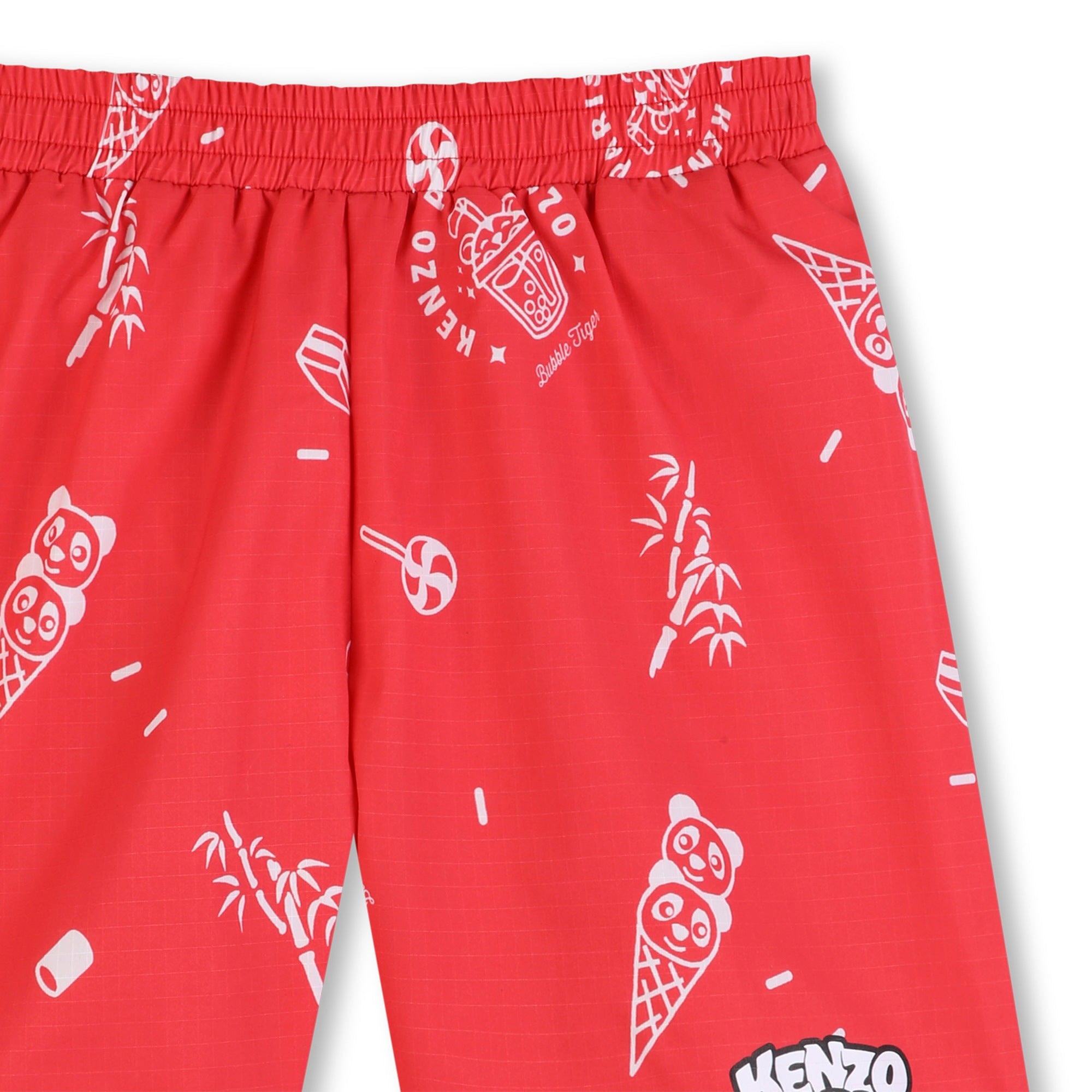 Boys Red Printed Swim Shorts