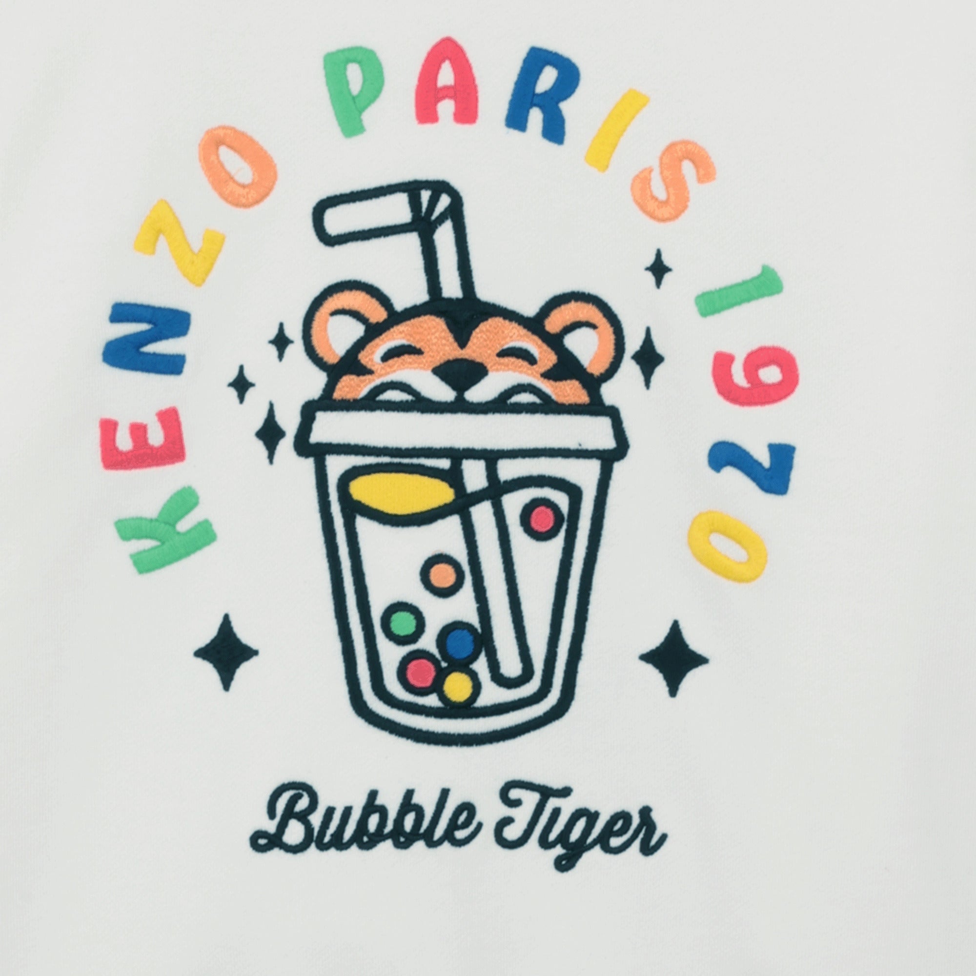 Boys White Embroidered Bubble Tiger Cotton Sweatshirt