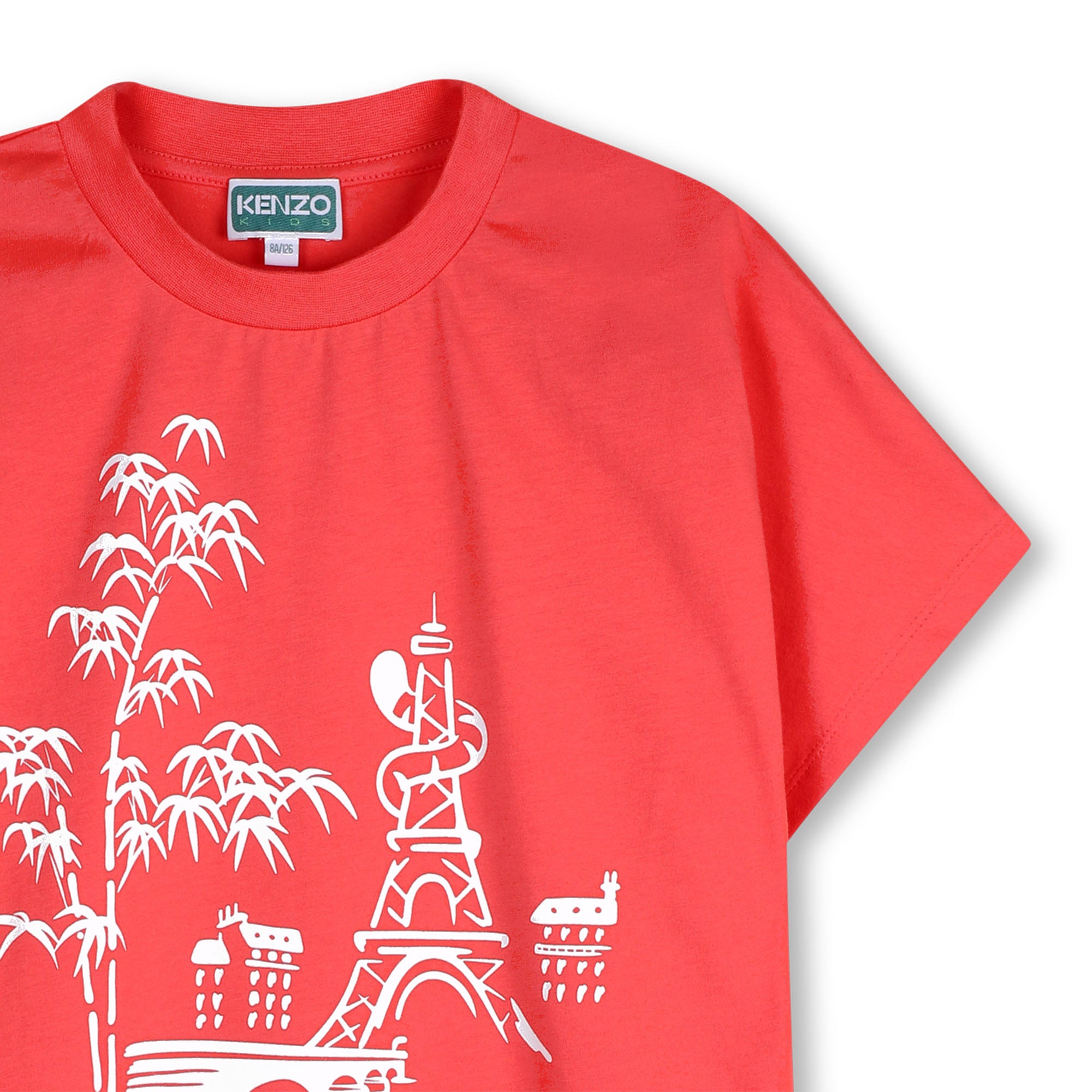 Boys & Girls Red Printed Cotton T-Shirt