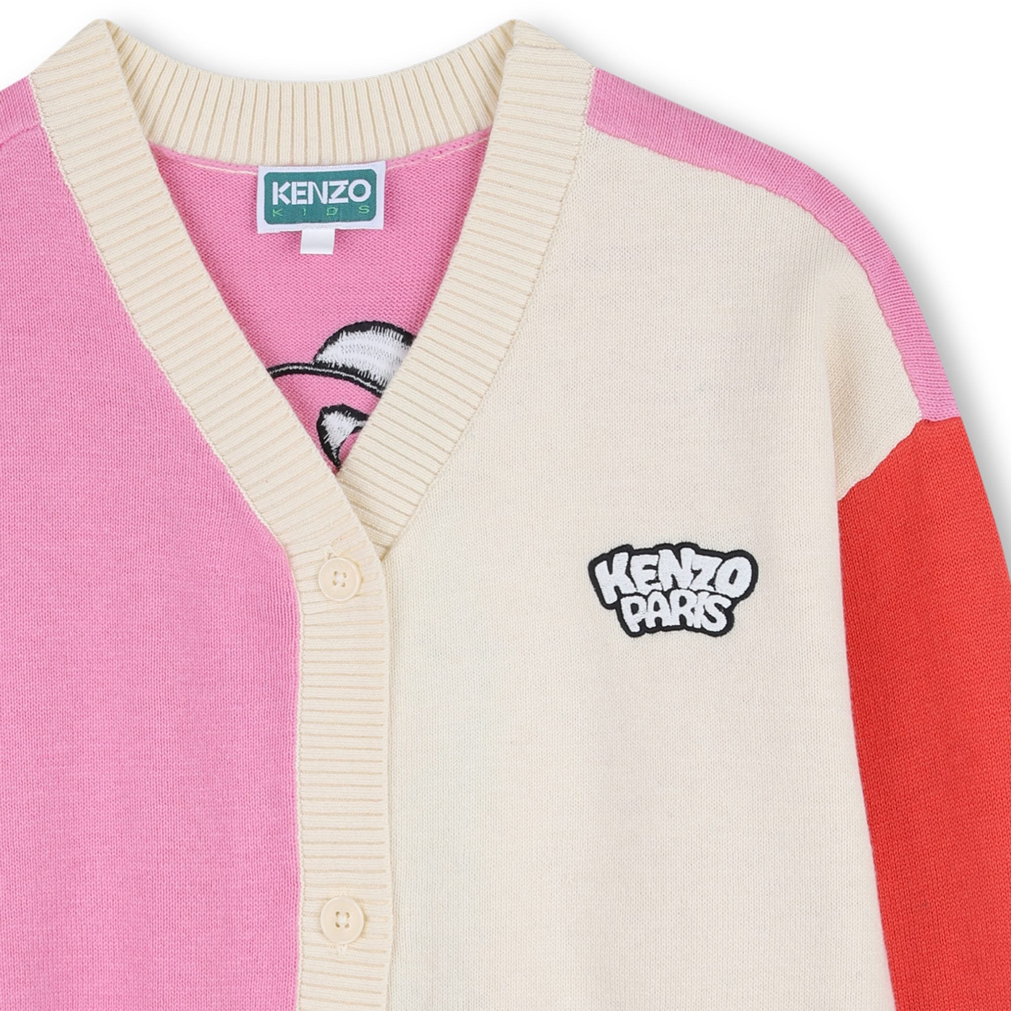 Girls Multicolor Panada Ice Cream Embroidered Cotton Knit Cardigan
