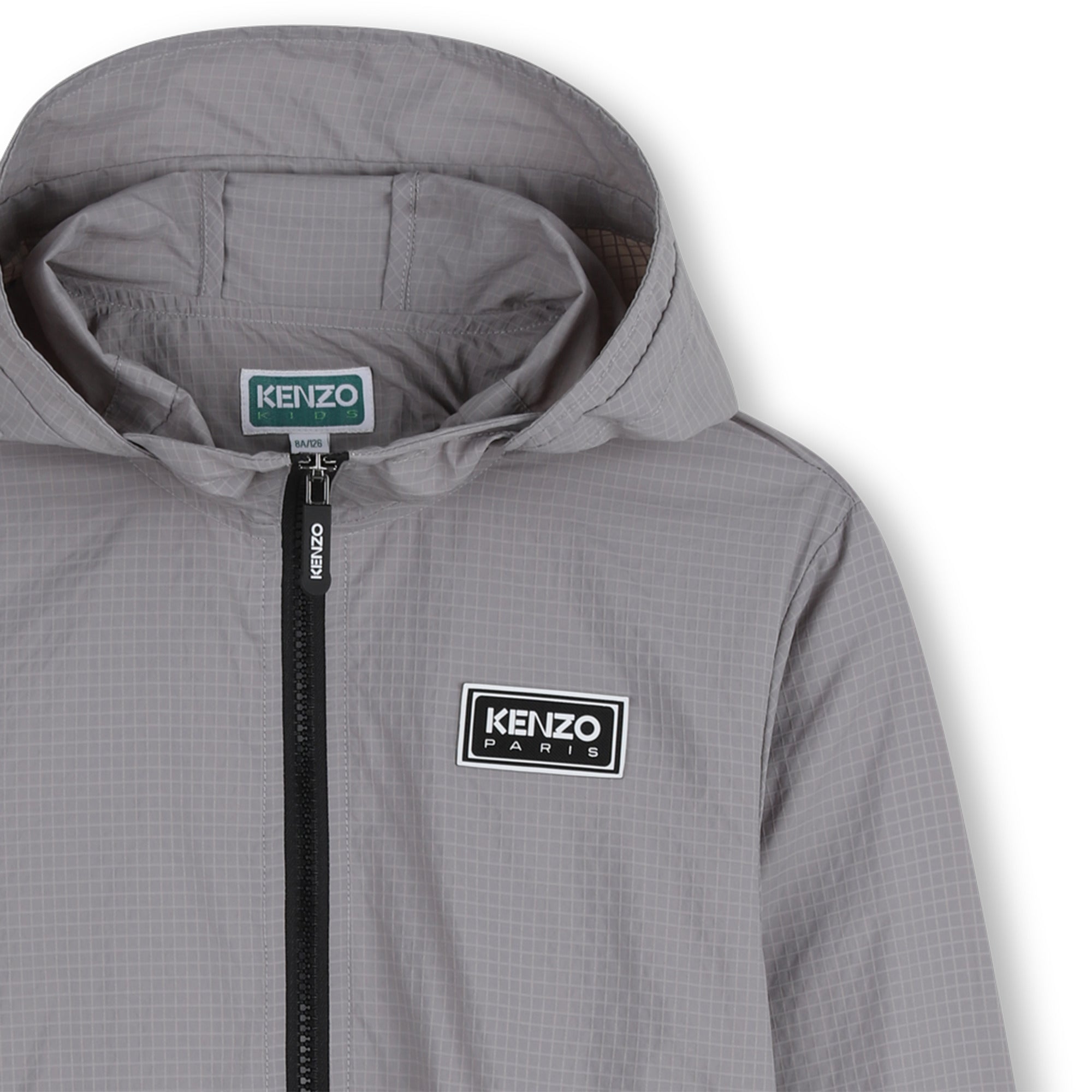 Boys Grey Check Hooded Jacket