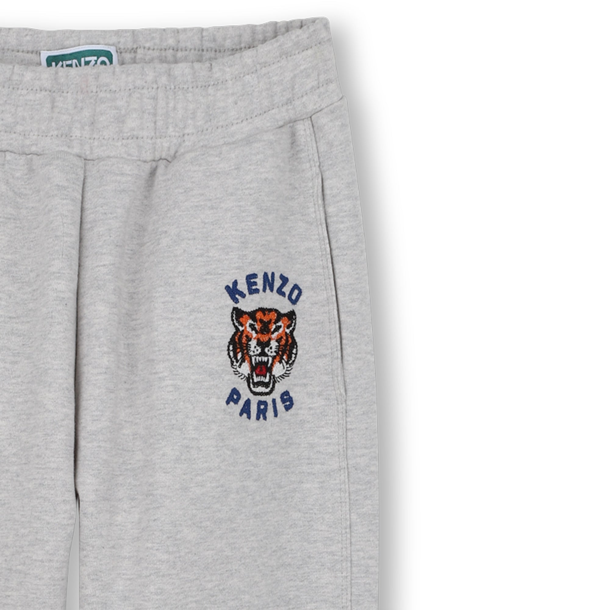 Boys & Girls Grey Embroidered Tiger Cotton Trousers