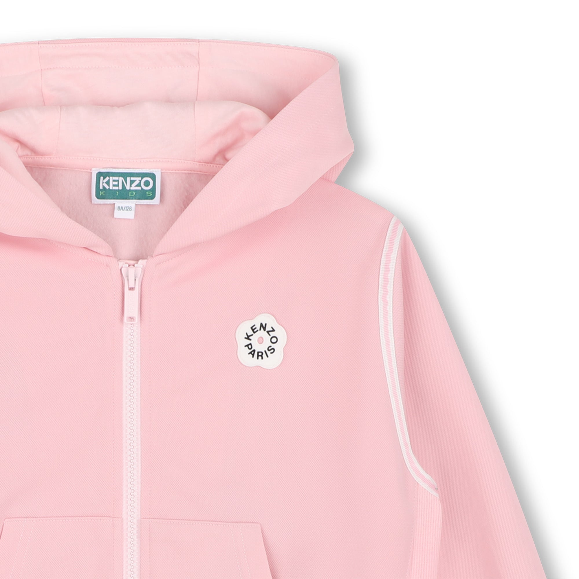 Girls Pink Cotton Zip-Up Top
