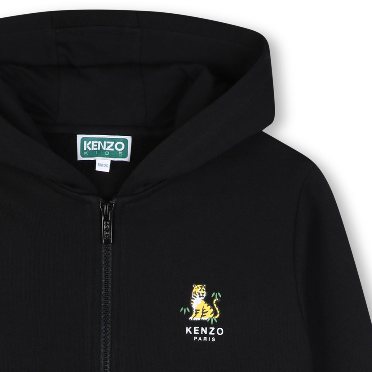 Boys & Girls Black Cotton Zip-Up Top