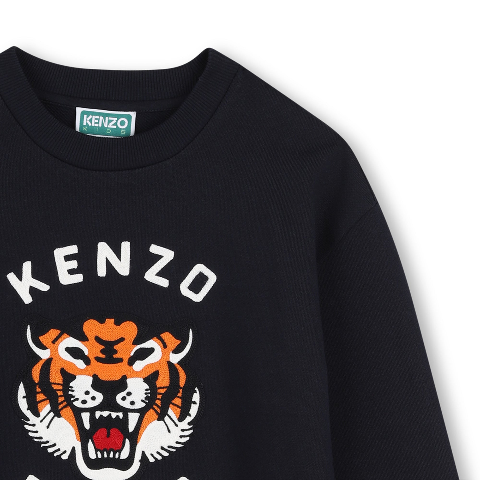 Boys & Girls Dark Blue Tiger Cotton Sweatshirt