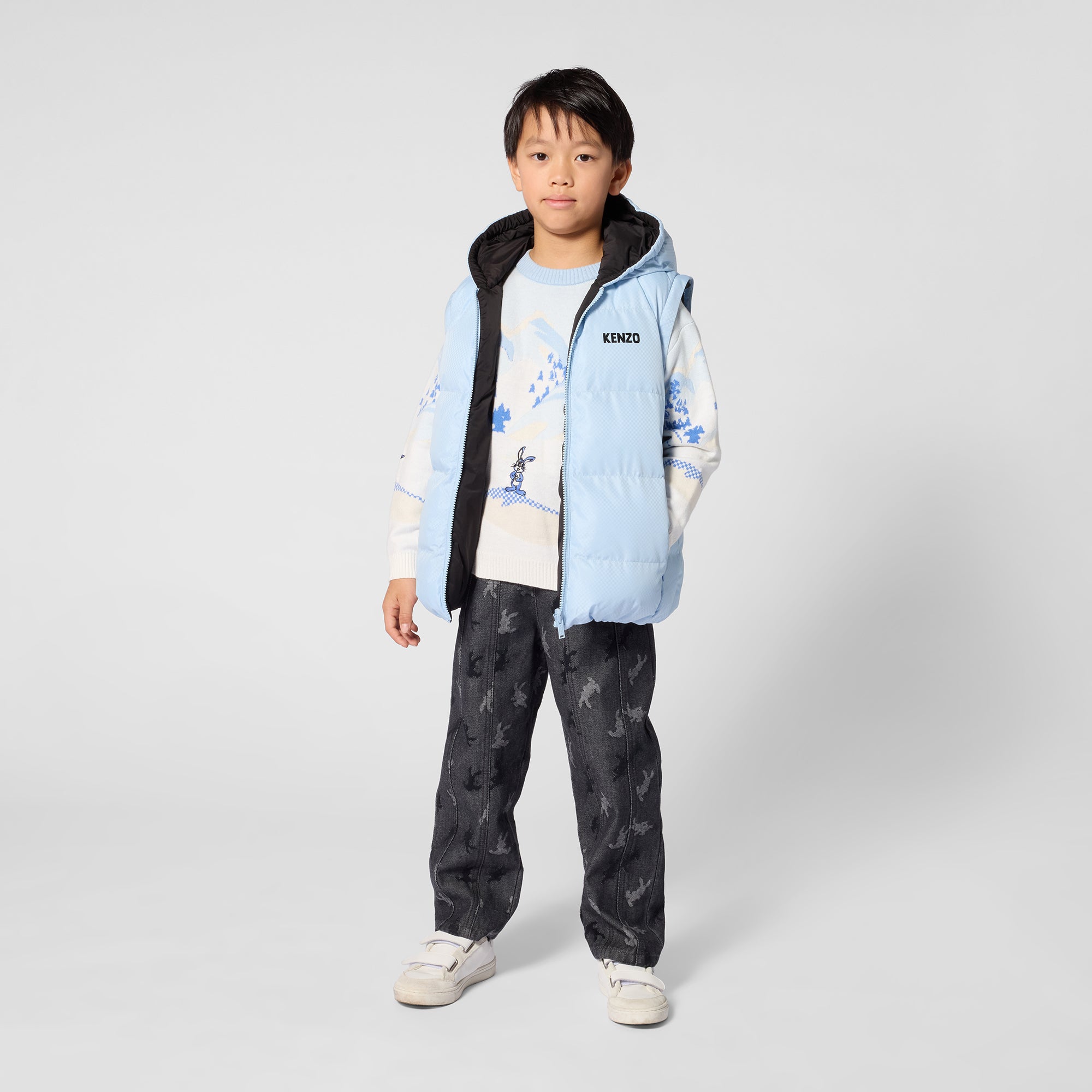 Boys Light Blue Reversible 2-in-1 Padded Jacket
