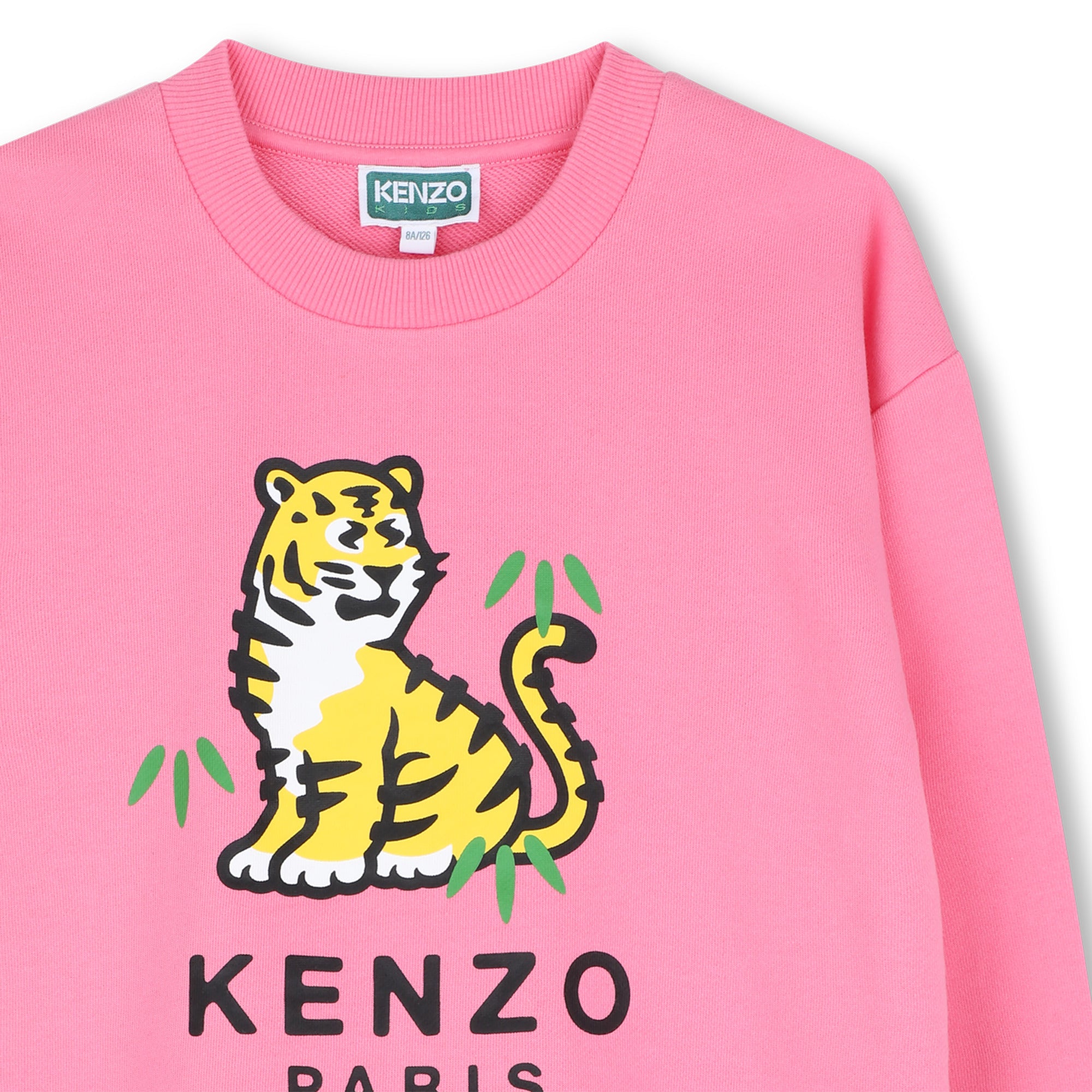 Girls Pink Tiger Printed Cotton Sweatshirt