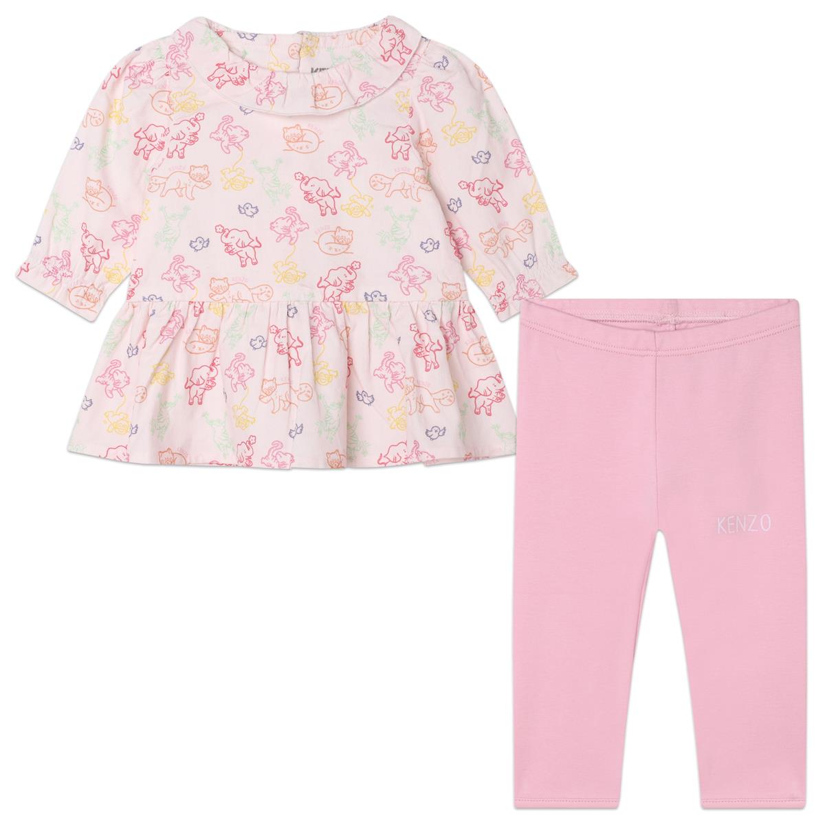 Baby Girls Pink Printed Cotton Set