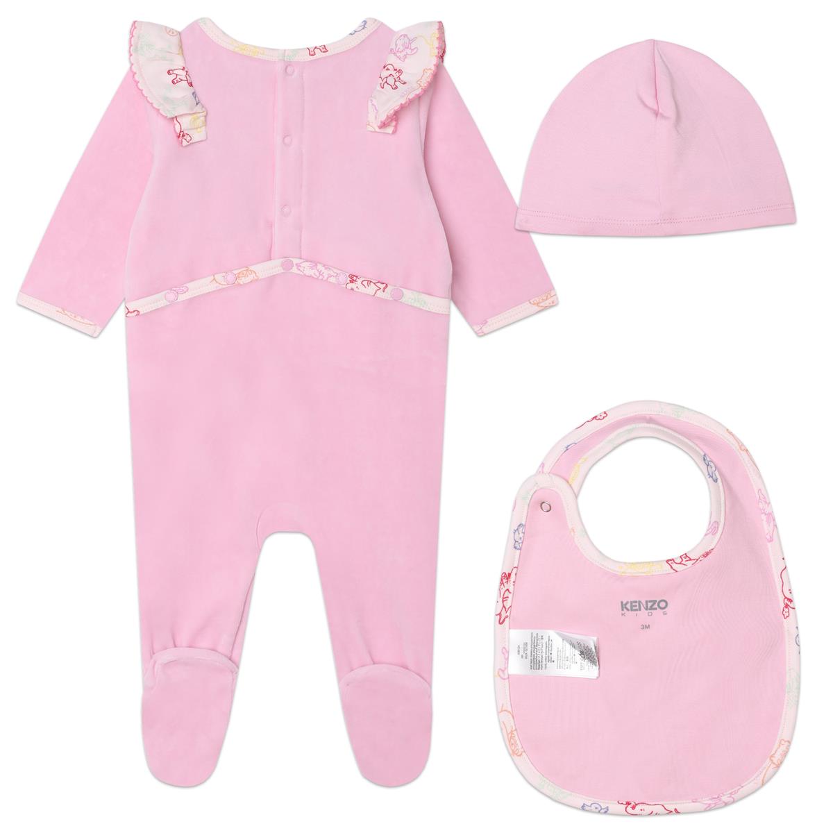 Baby Girls Pink Printed Babysuit Set