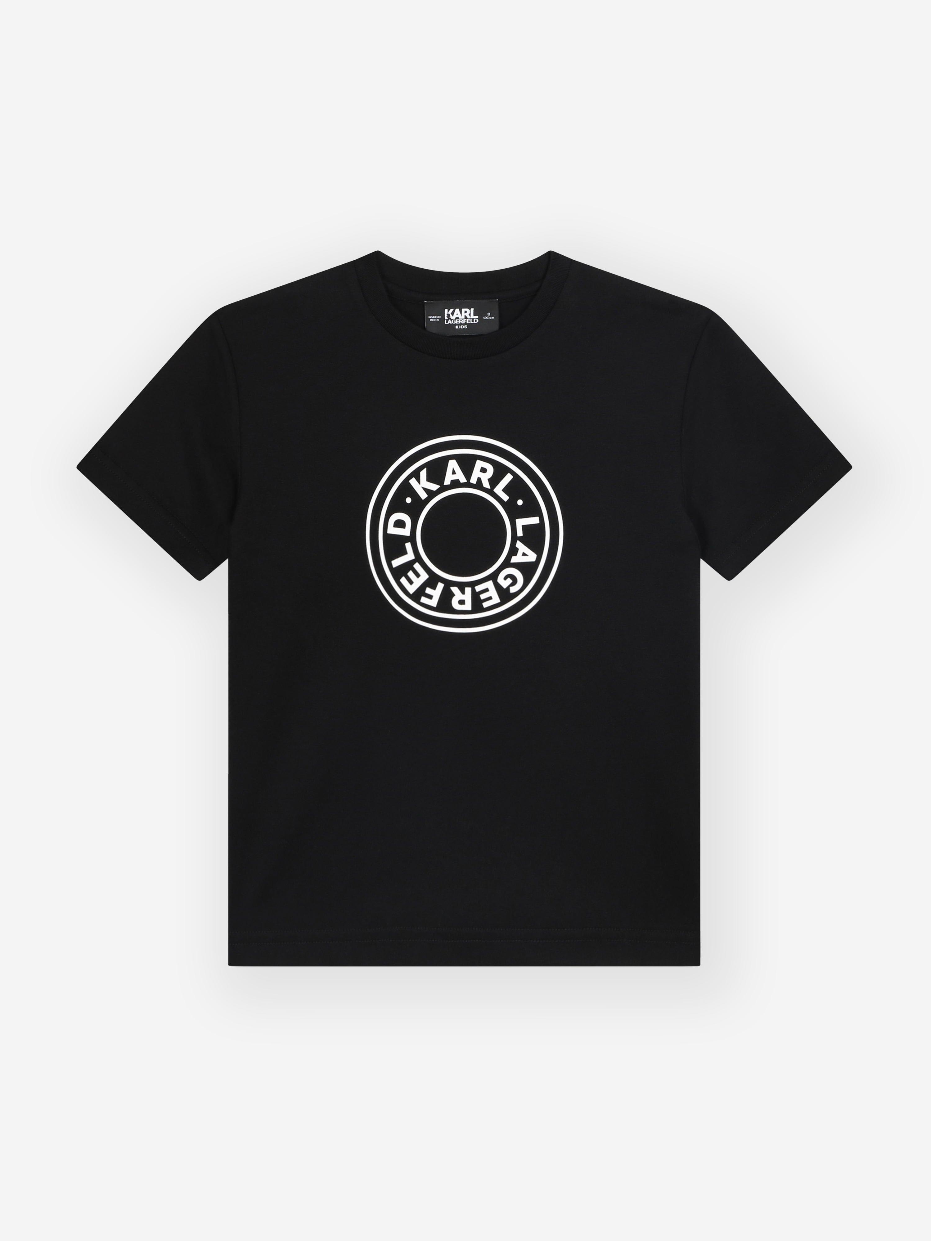 Karl Lagerfeld Boys Logo Print T-Shirt in Black