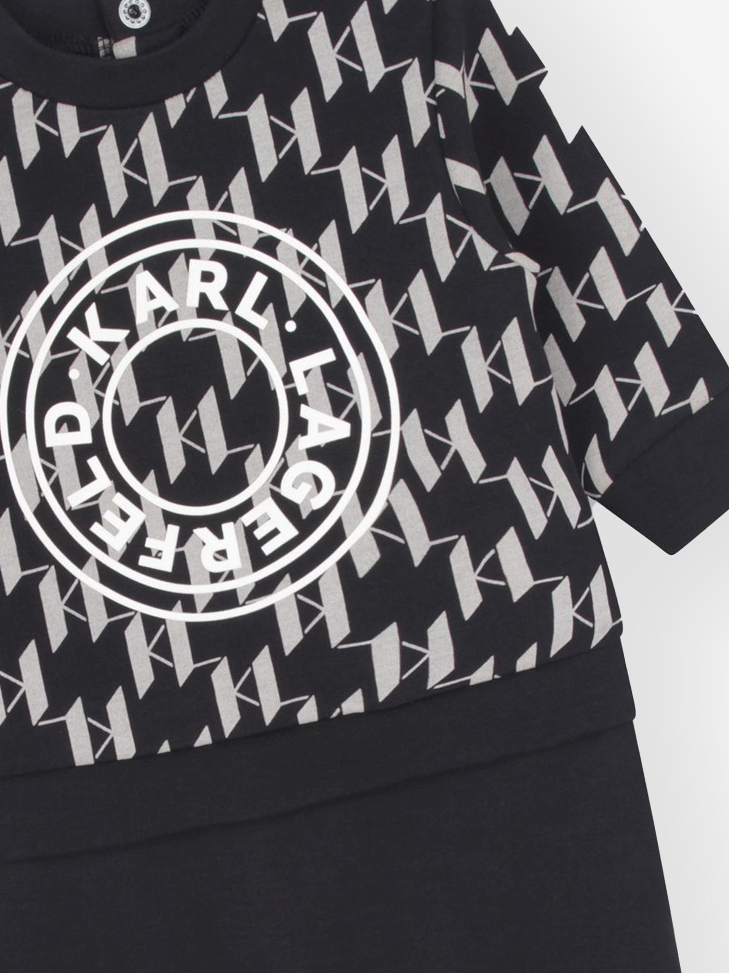 Karl Lagerfeld Baby Boys Logo Print Romper in Black