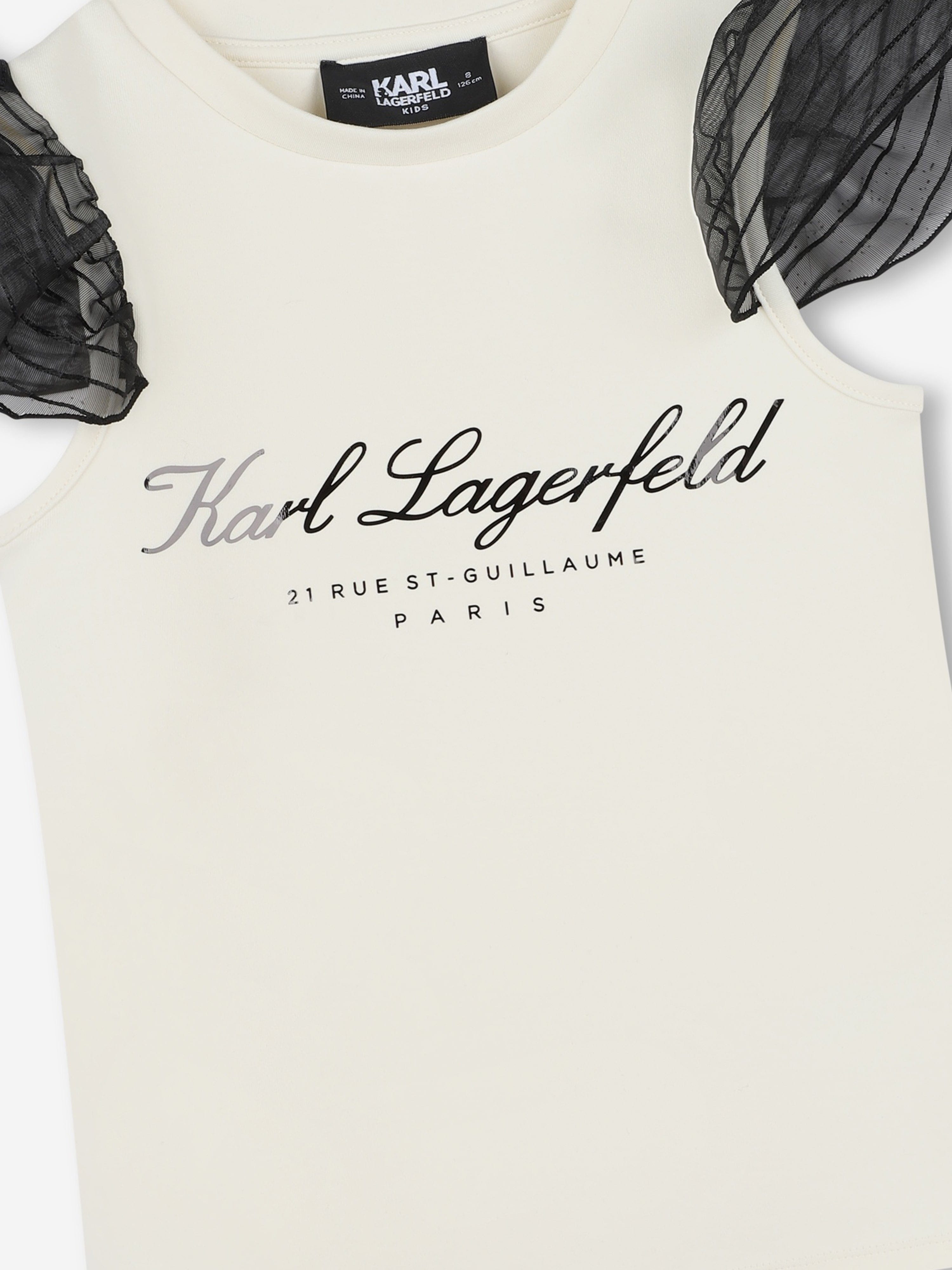 Karl Lagerfeld Girls Logo Print Milano T-Shirt in Multicolour