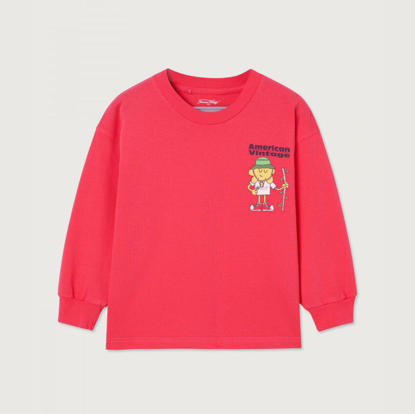 Boys & Girls Bright Red Printed Cotton T-Shirt