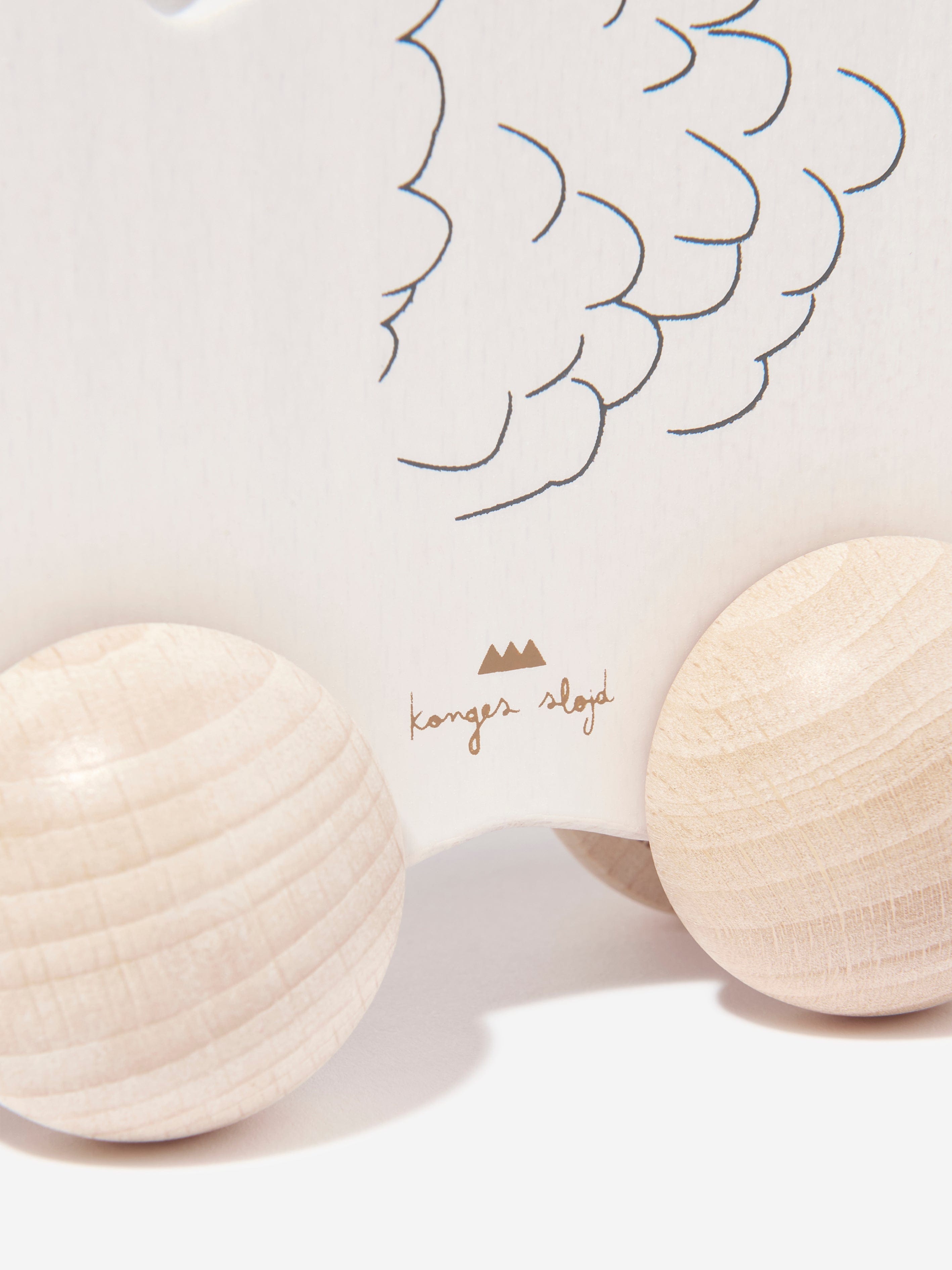Konges Sløjd Baby Rolling Swan Wooden Toy in Ivory