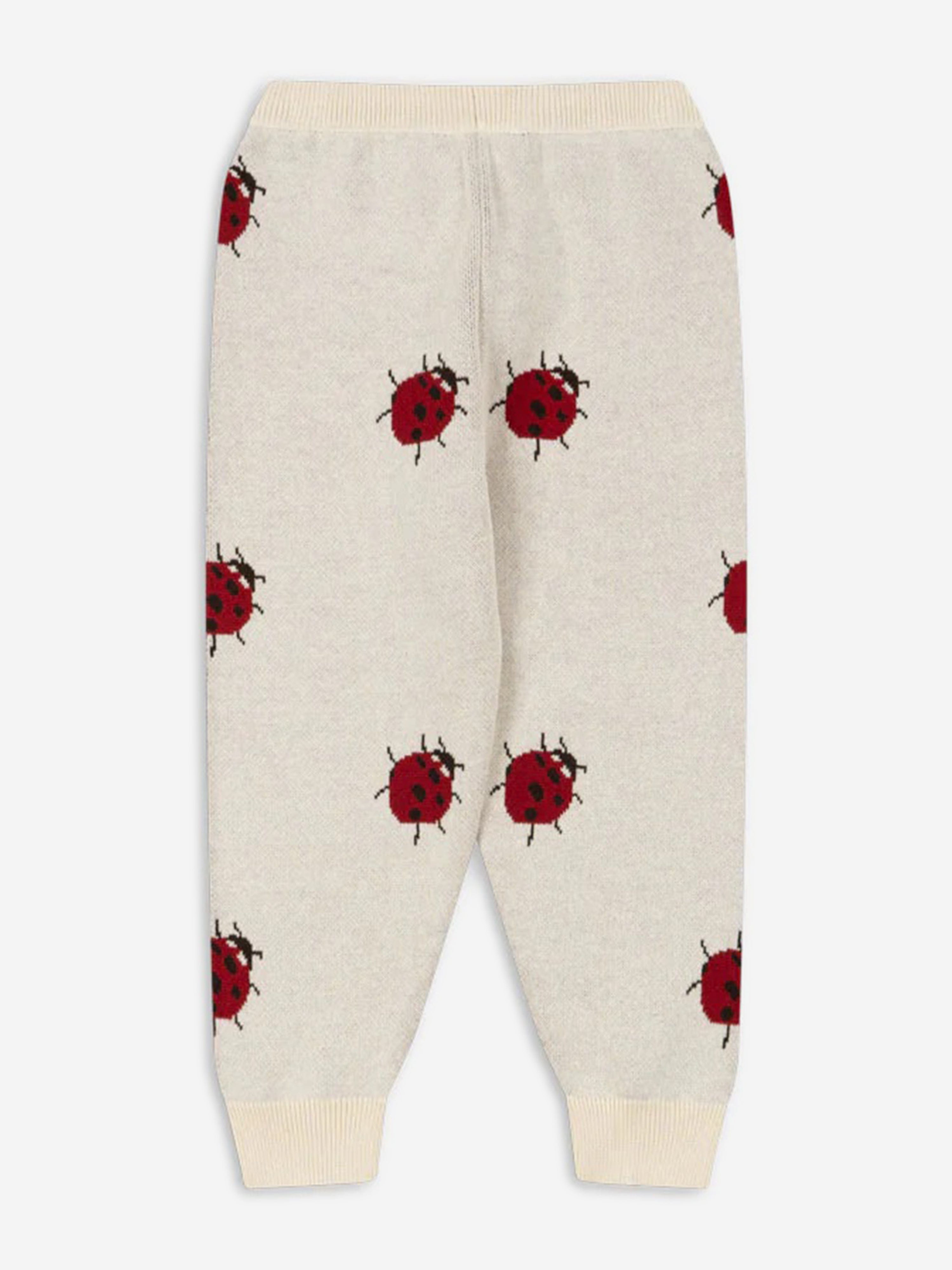 Girls Lapis Ladybug Knit Pants in Ivory