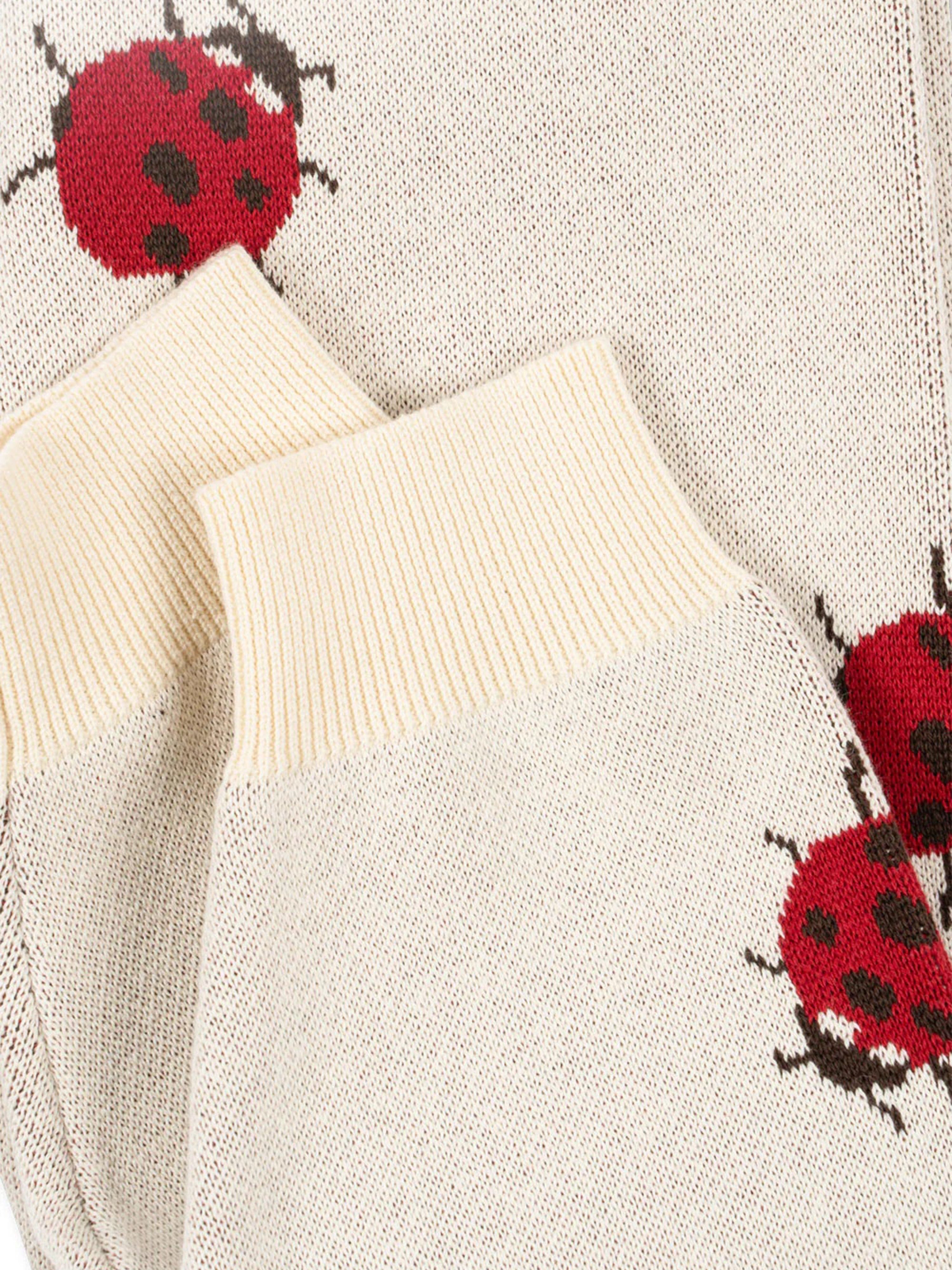 Girls Lapis Ladybug Knit Pants in Ivory