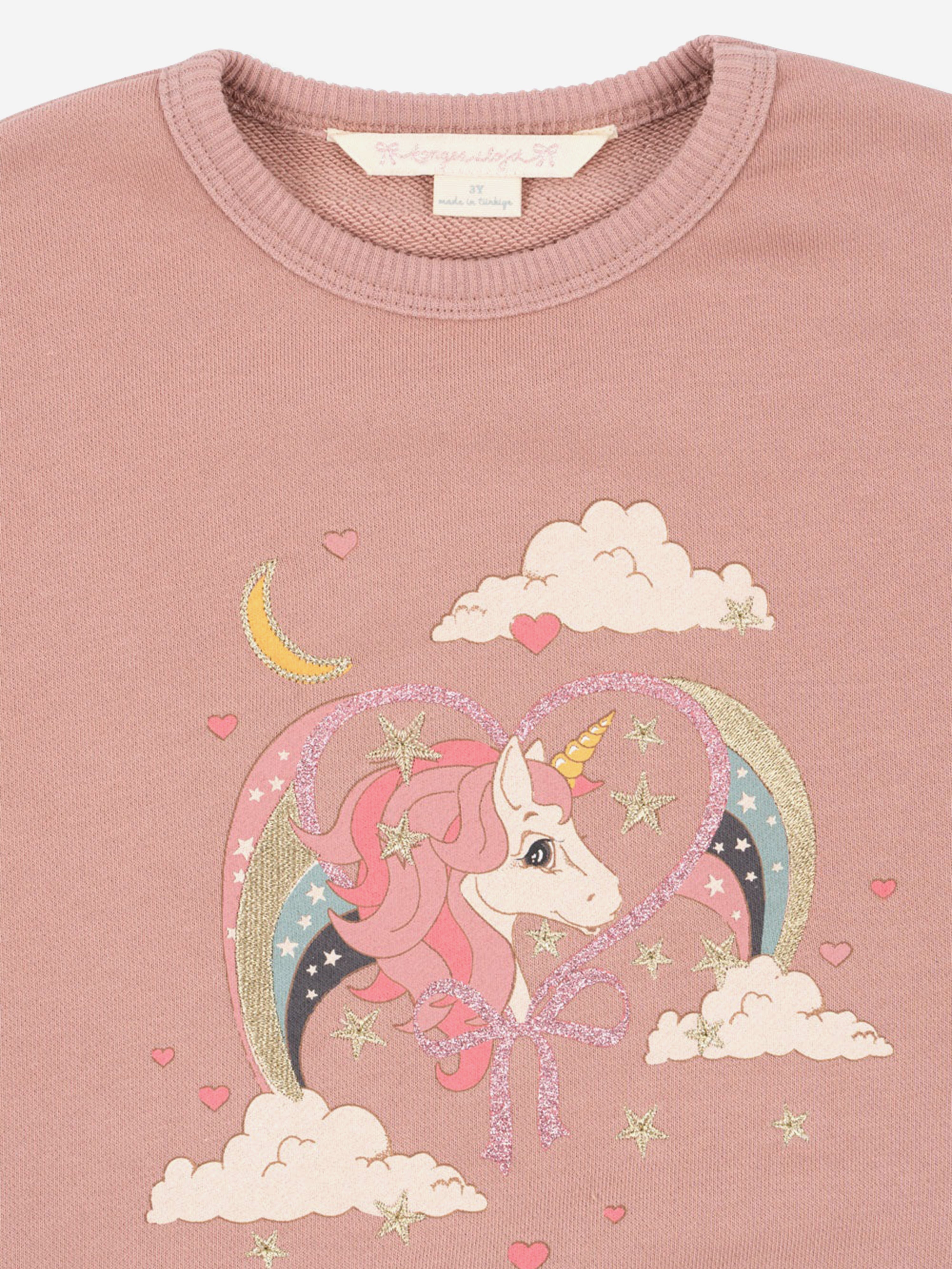 Girls Lou Glitter Sweatshirt in Pink