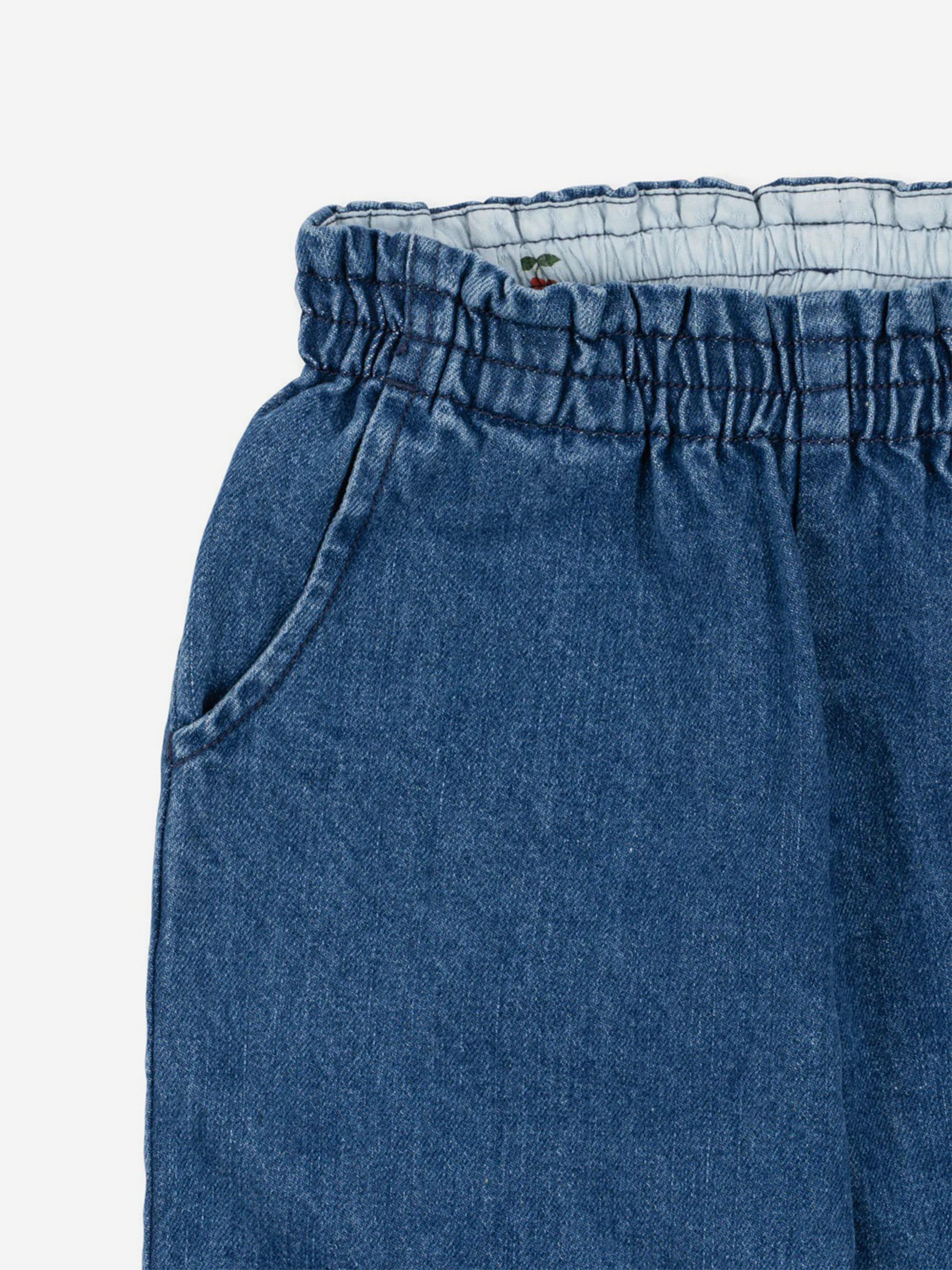 Girls Magot Frill Denim Trousers in Blue