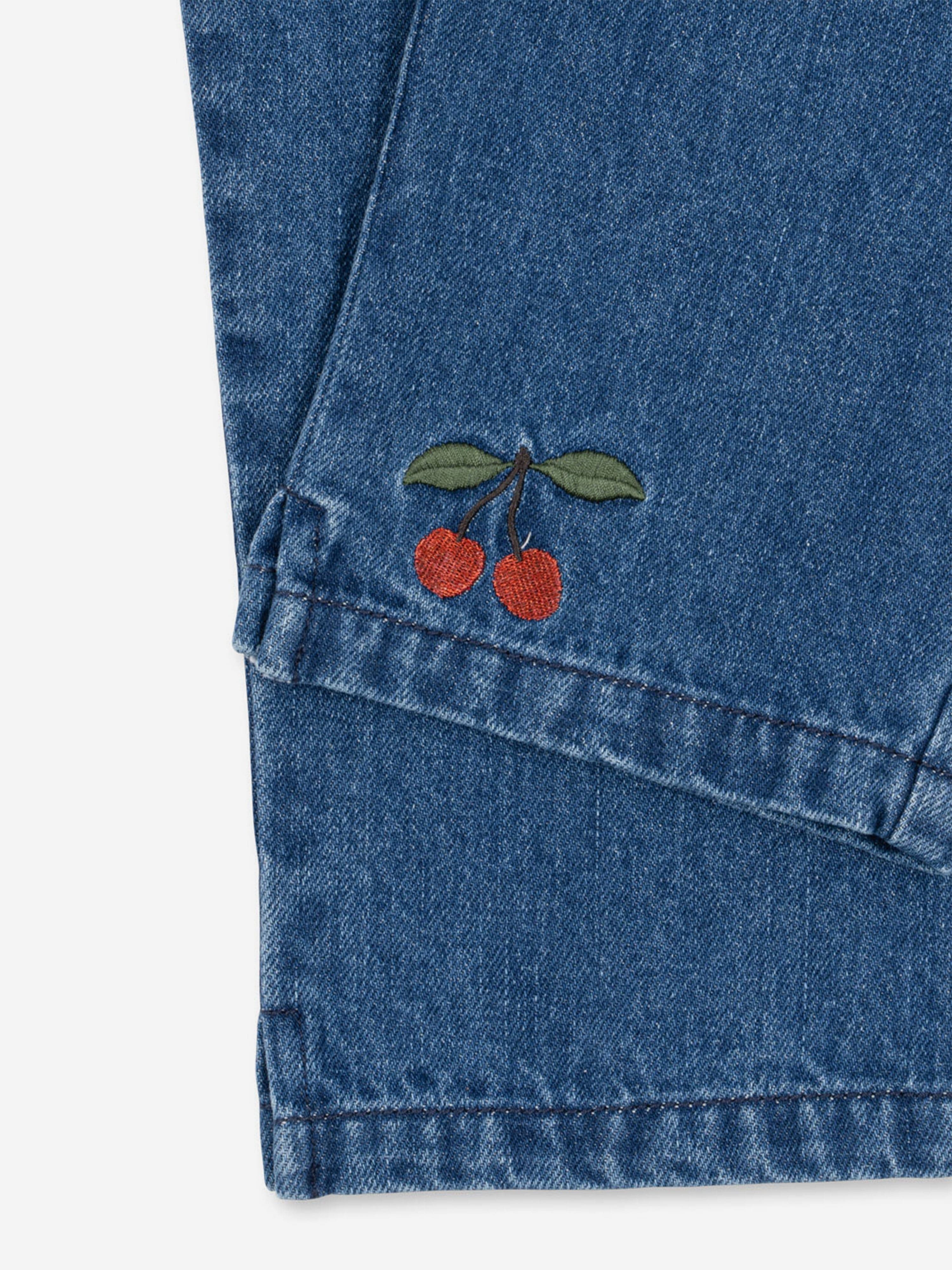 Girls Magot Frill Denim Trousers in Blue
