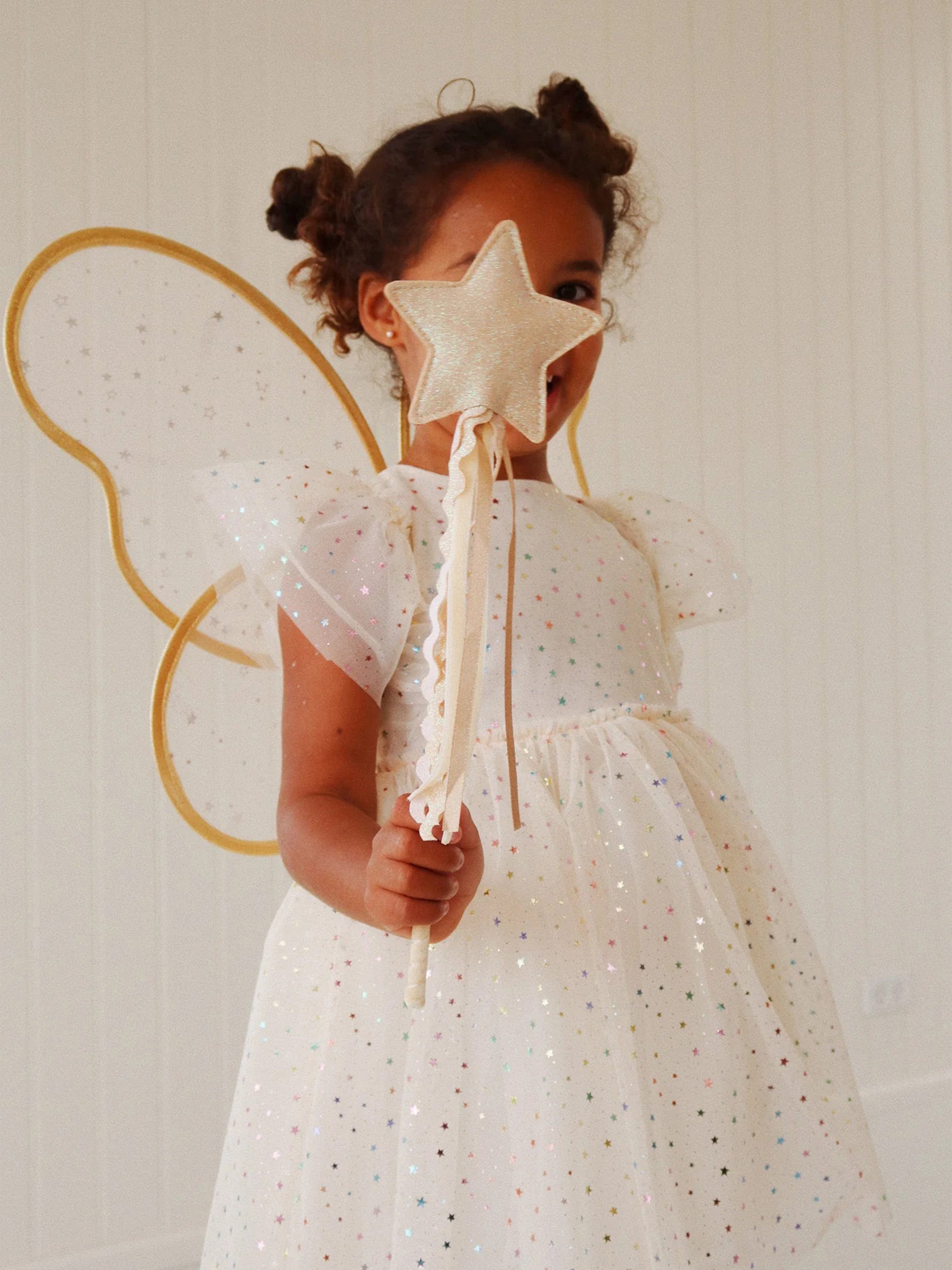 Konges Sløjd Girls Wings And Wand Fairy Costume in Brown