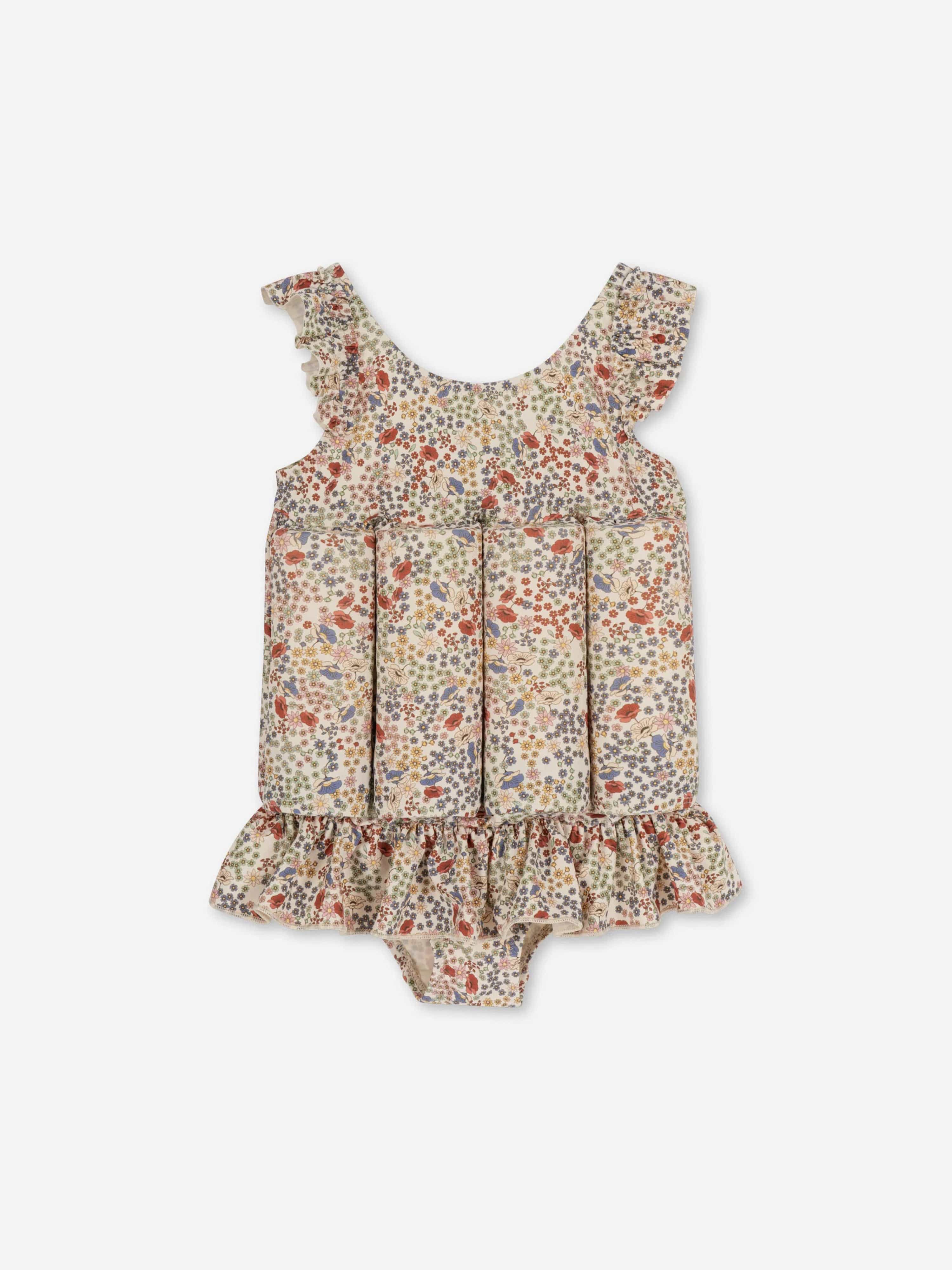 Baby Girls Floral Float Frill Swimsuit in Multicolour