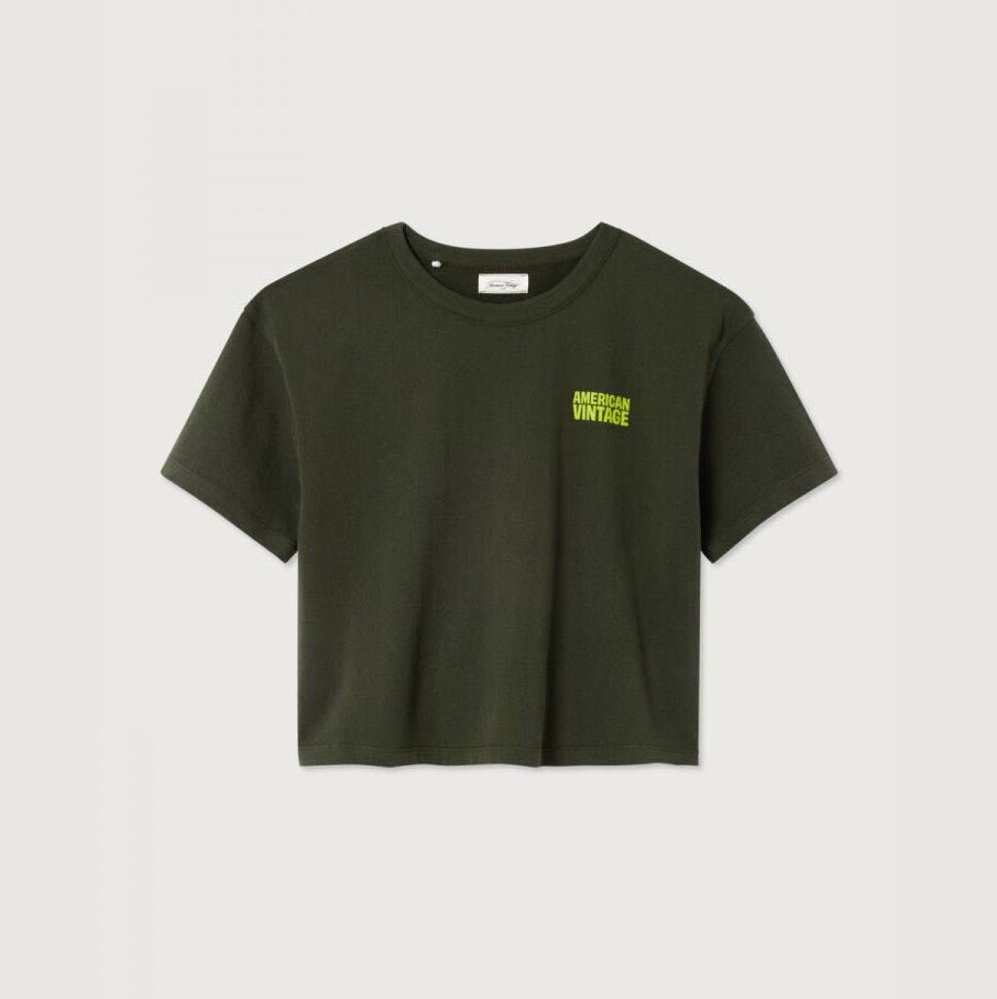 Girls Dark Green Logo Cotton T-Shirt