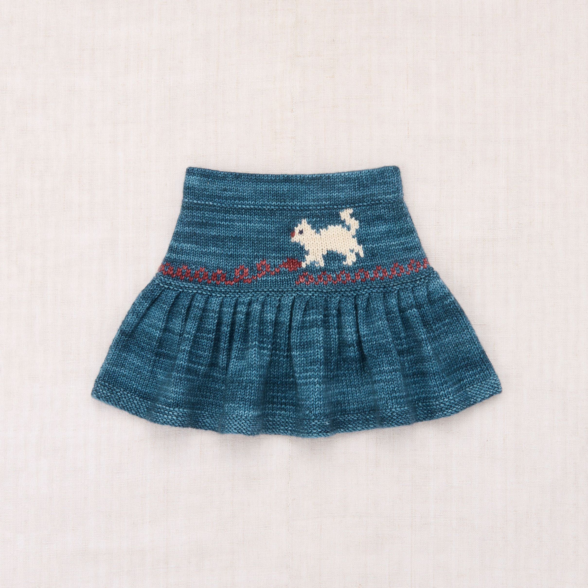 Girls Blue Cat Wool Skirt