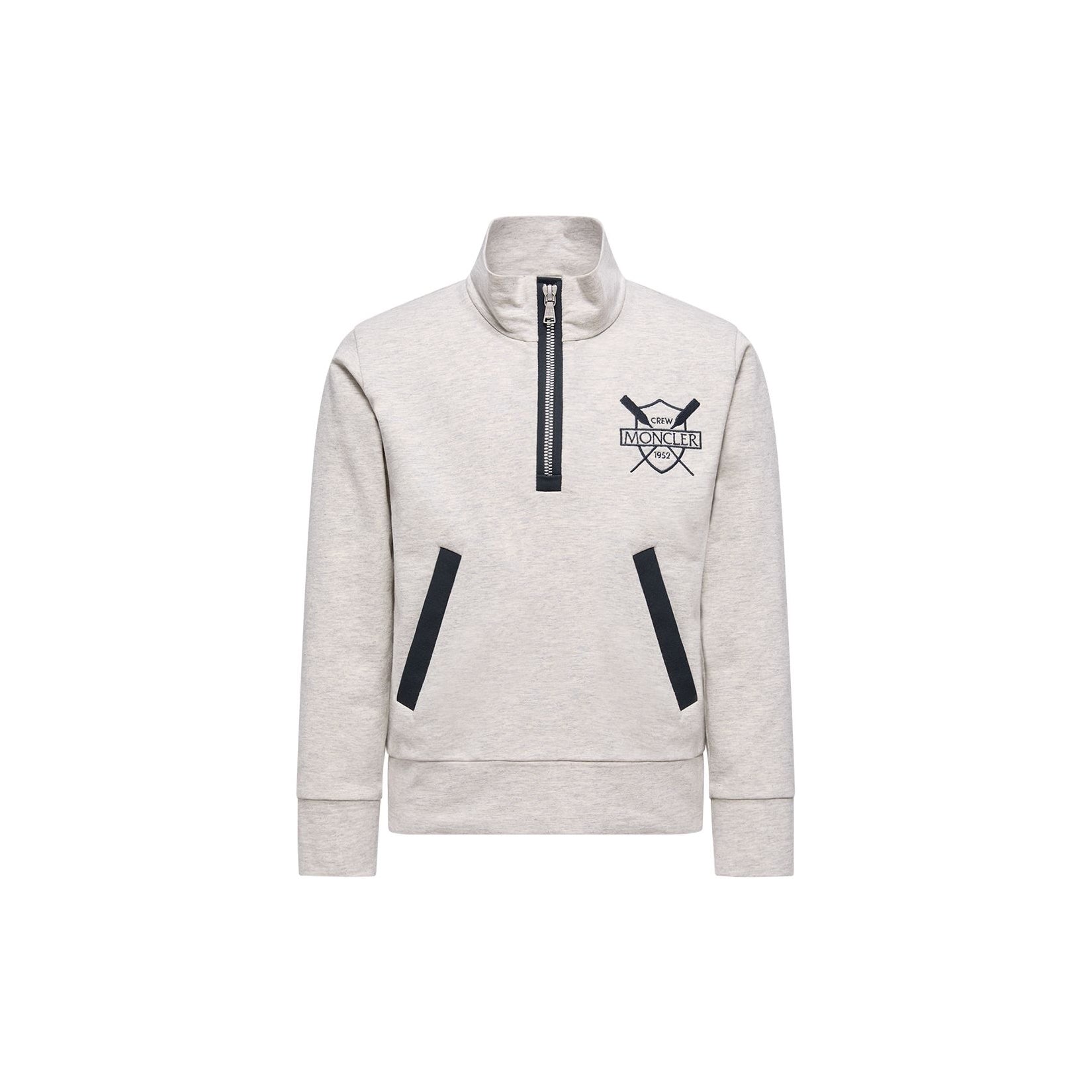 Boys Beige Half-Zip Cotton Turtleneck Top