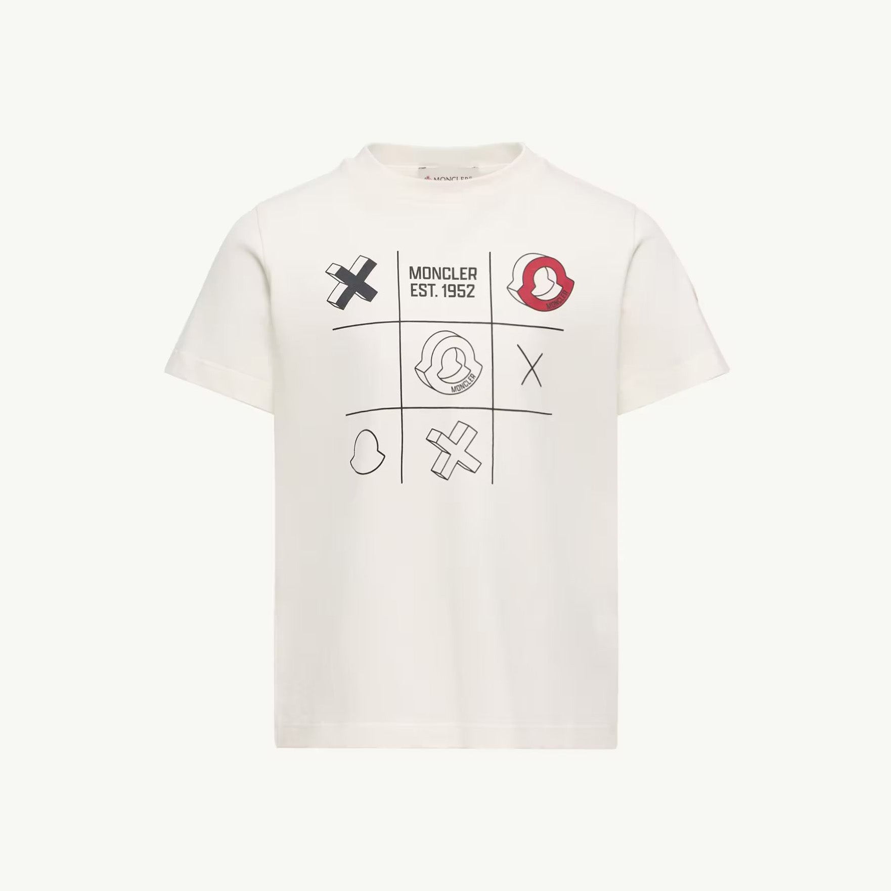 Boys White Printed Cotton T-Shirt