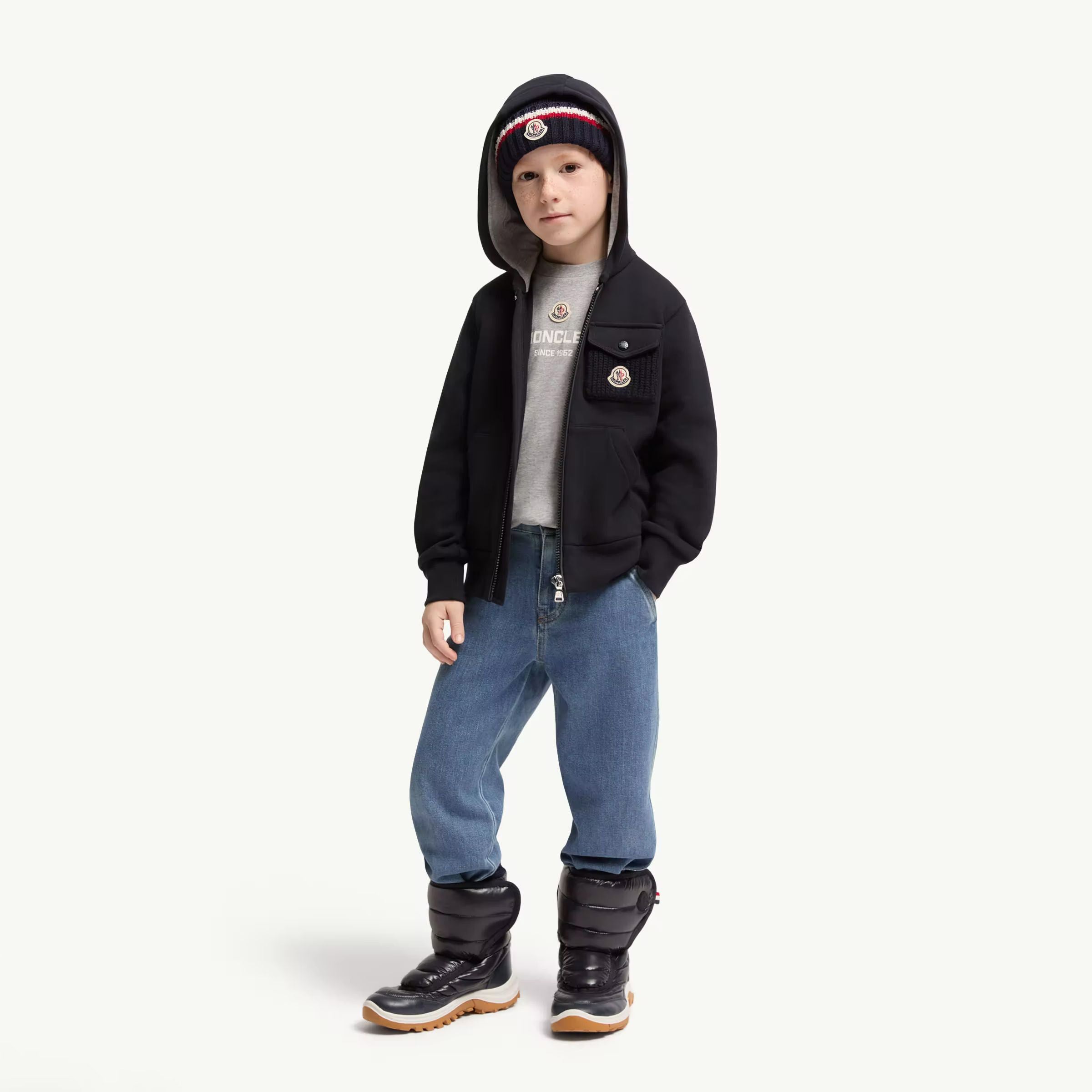 Boys Navy Cotton Zip-Up Top