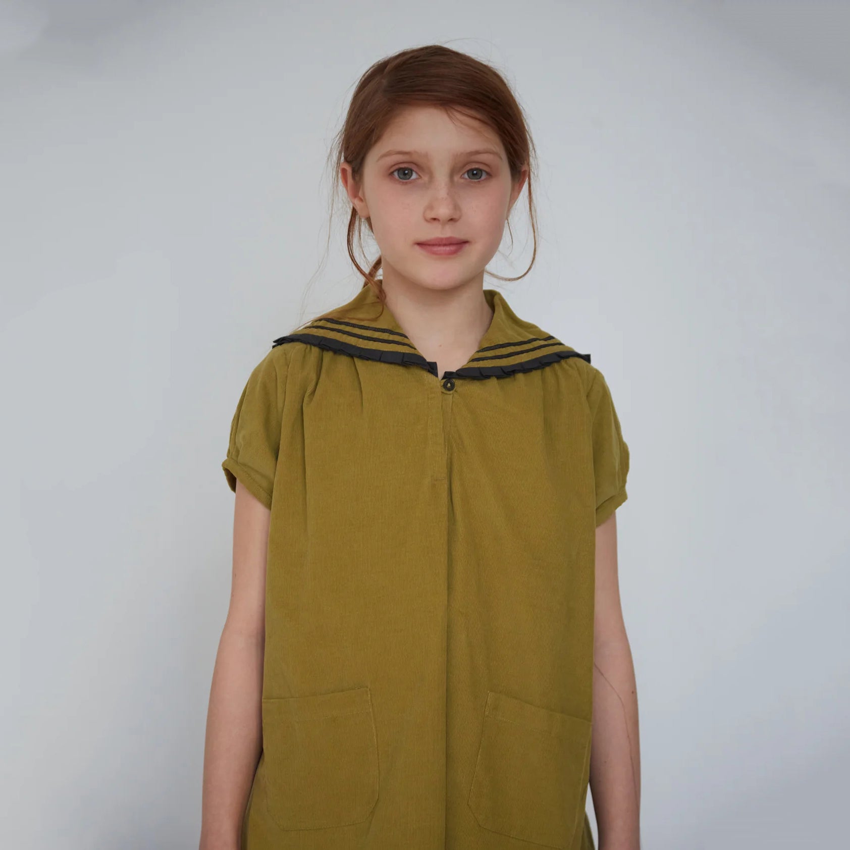 Girls Green Corduroy Dress