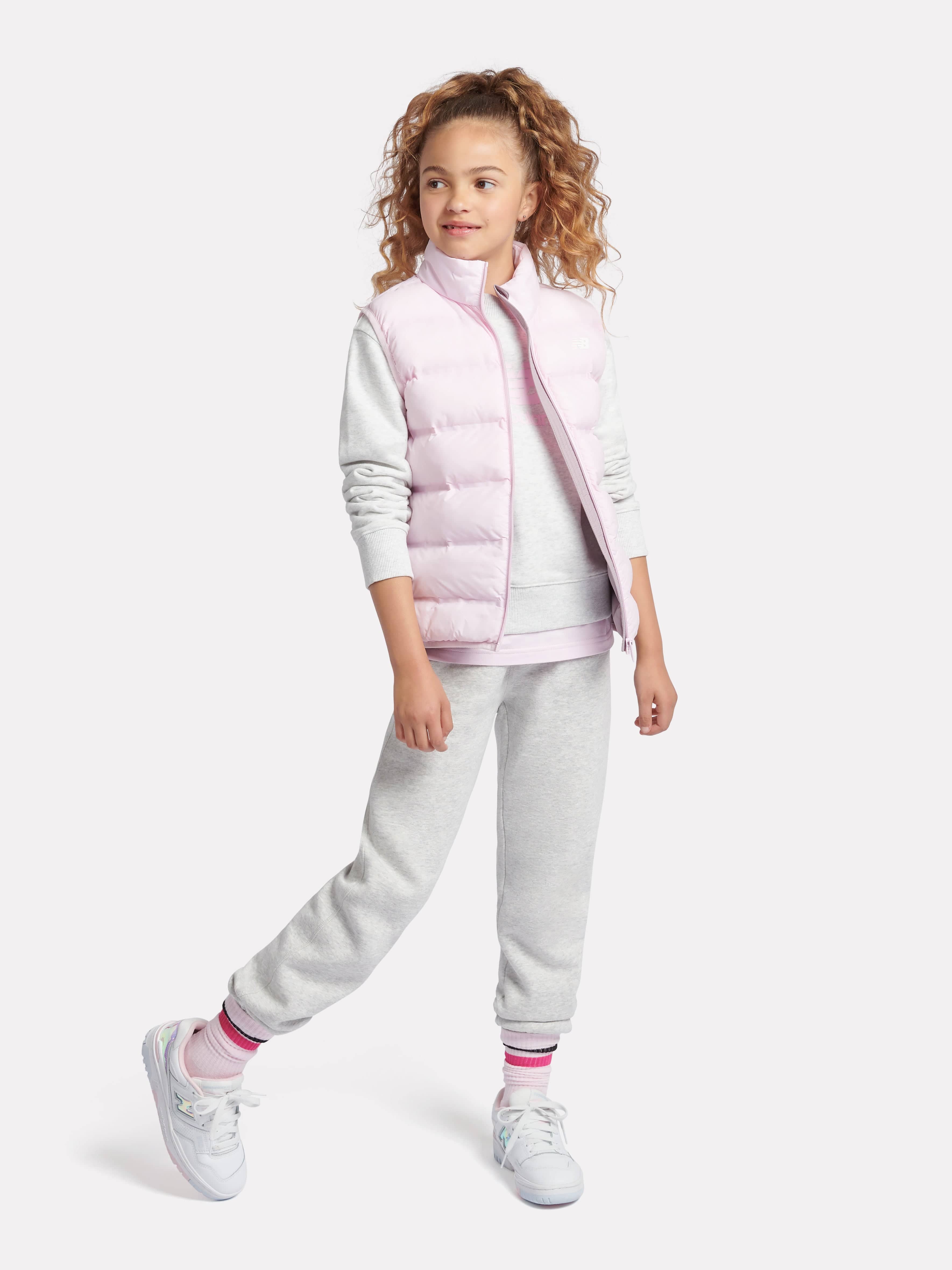 New Balance Girls Bond Quilted Gilet in Pink