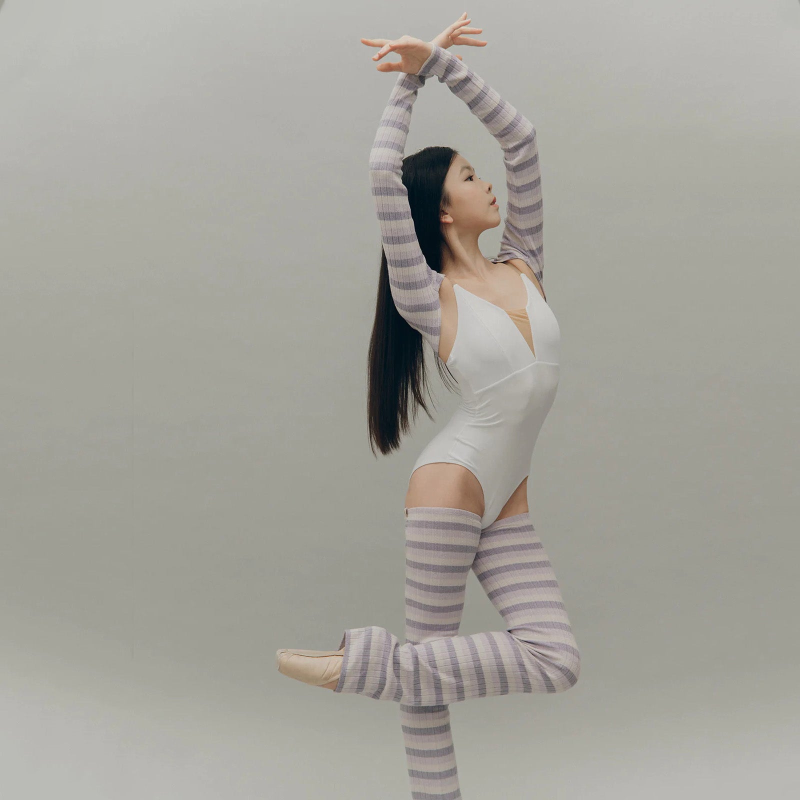 Girls Purple Stripes Ballet Shoulder Warmer