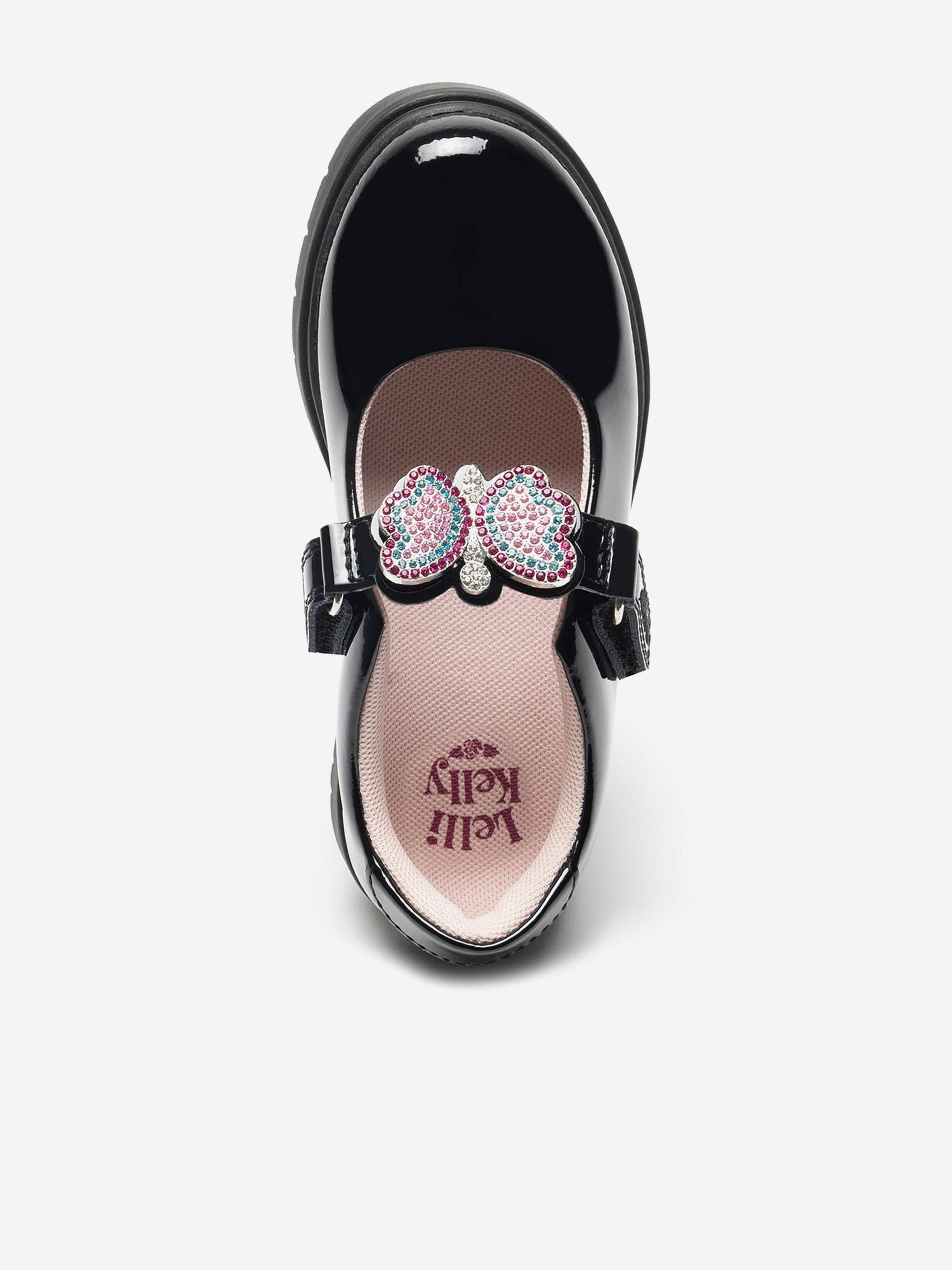 Girls Luna 3 Patent Leather Bar Shoes in Black