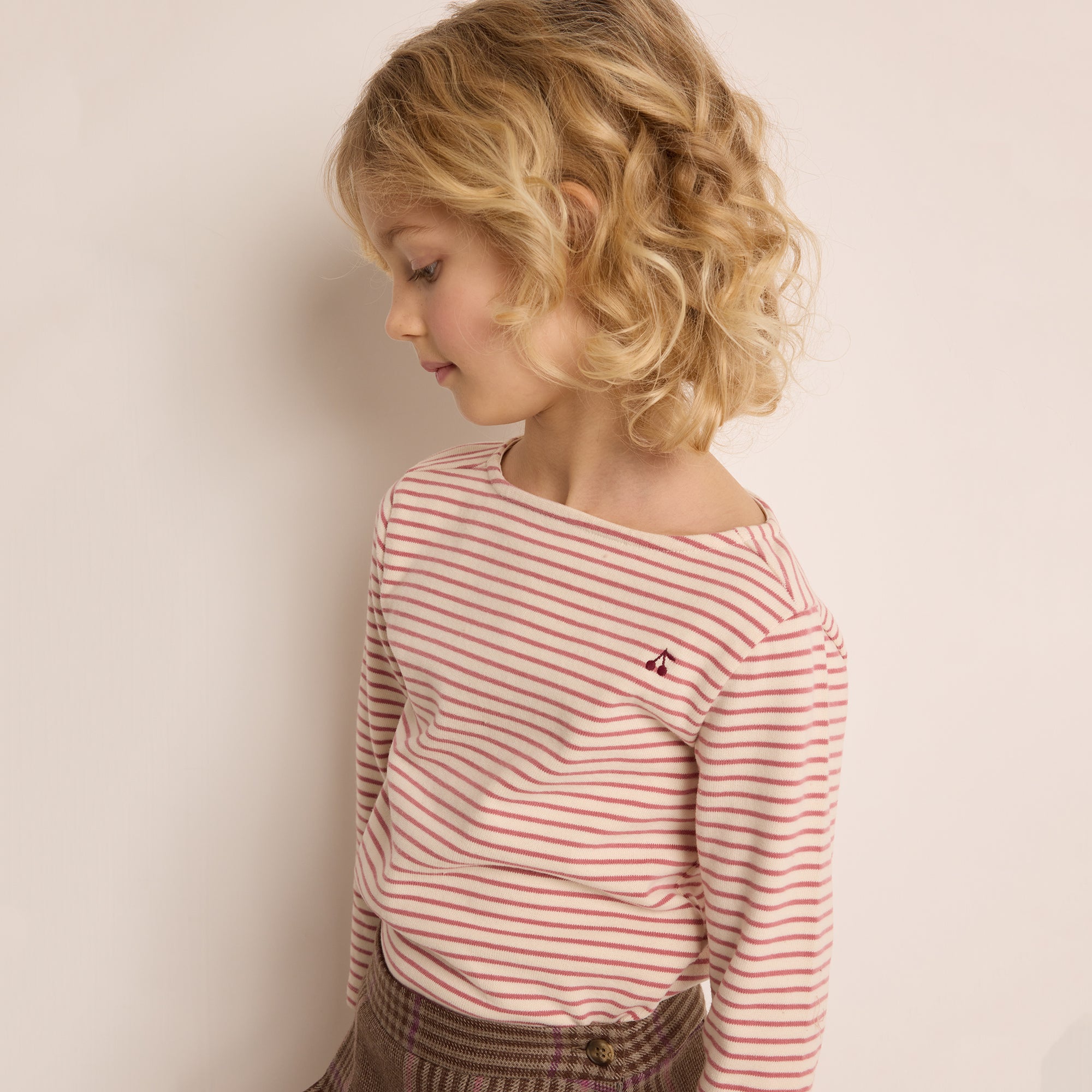 Girls Pink Stripes Cotton T-Shirt