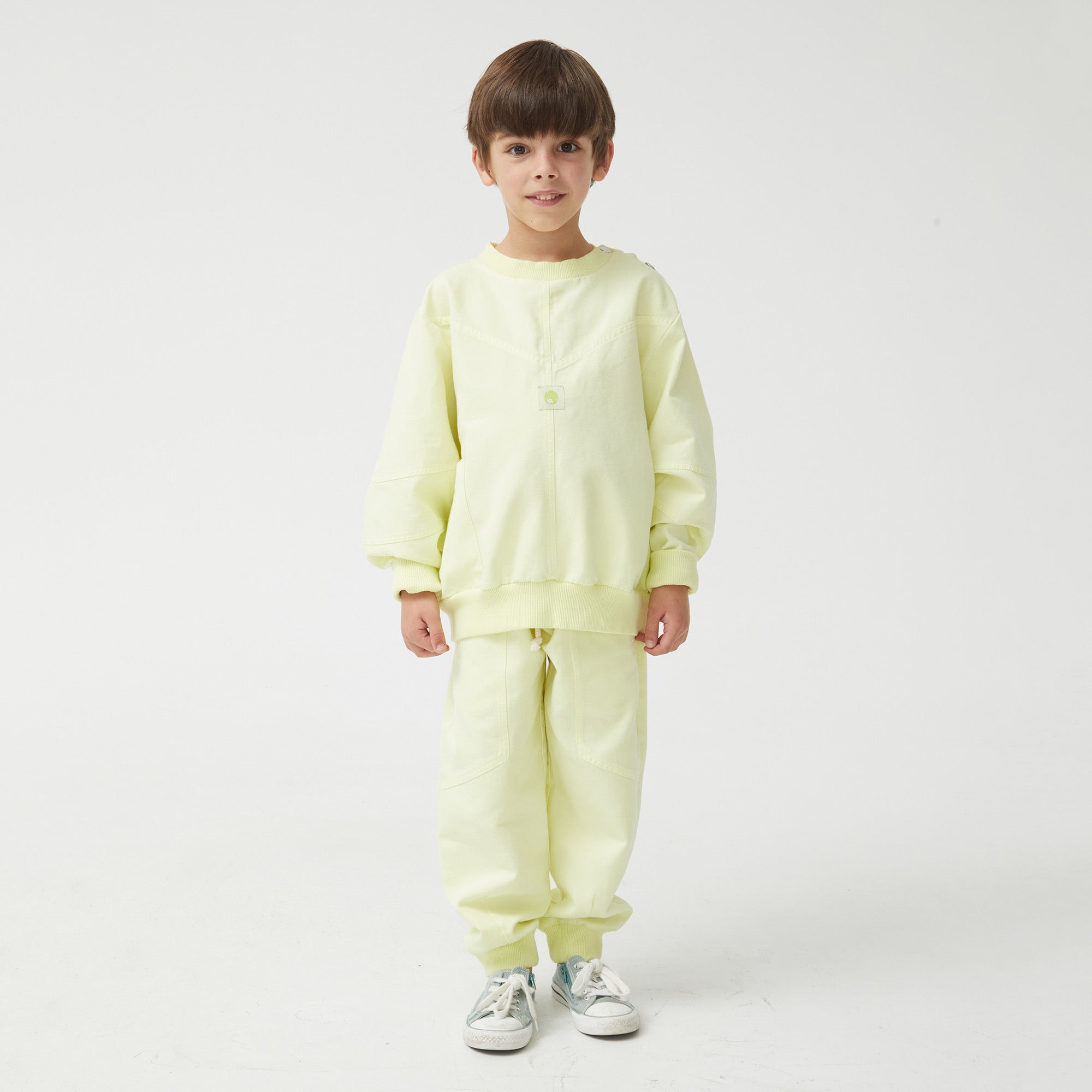 Boys & Girls Fluo Green Cotton Sweatshirt