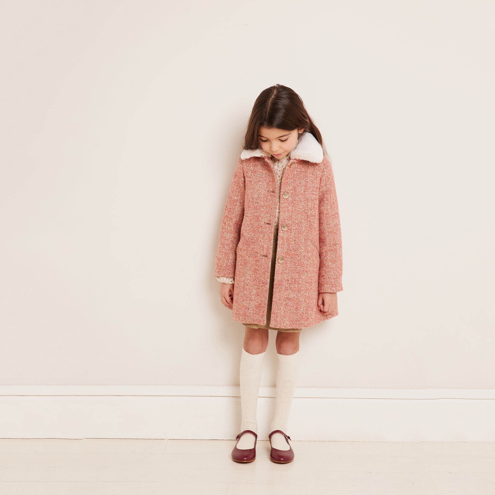 Girls Pink Wool Coat