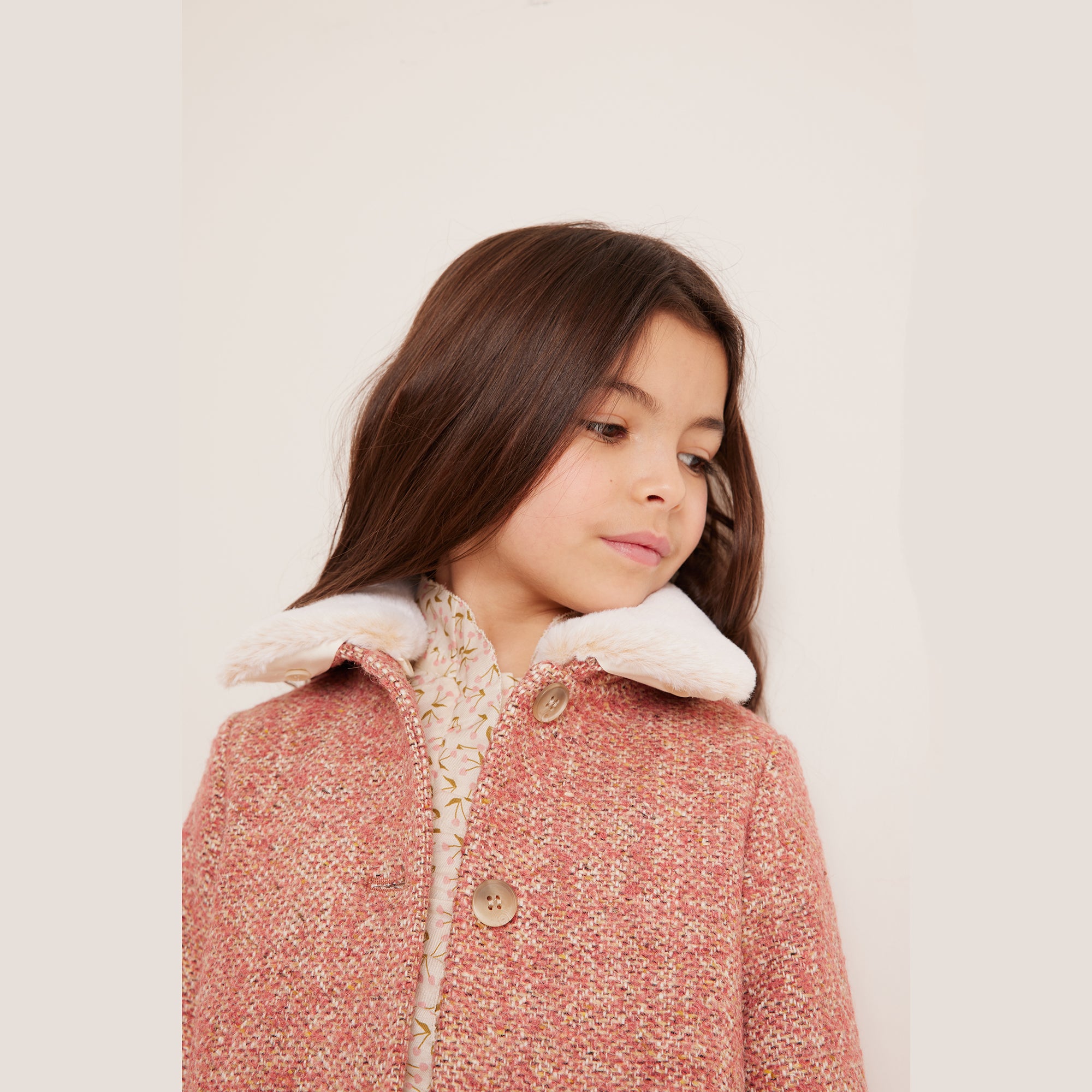 Girls Pink Wool Coat
