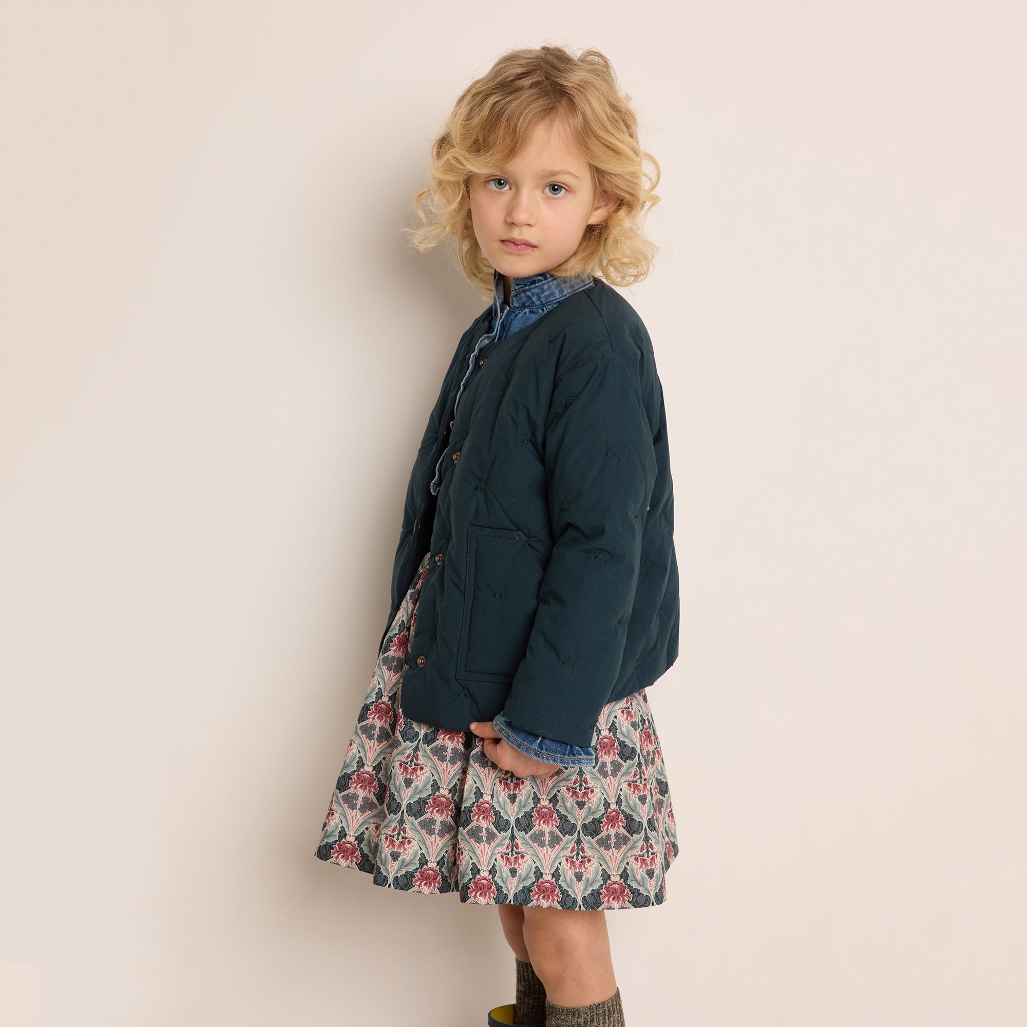 Girls Navy Padded Jacket