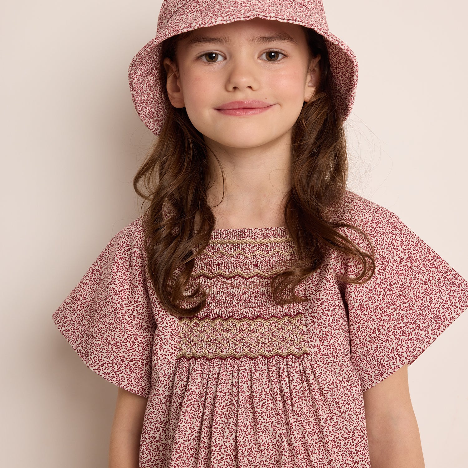 Girls Red Floral Cotton Dress