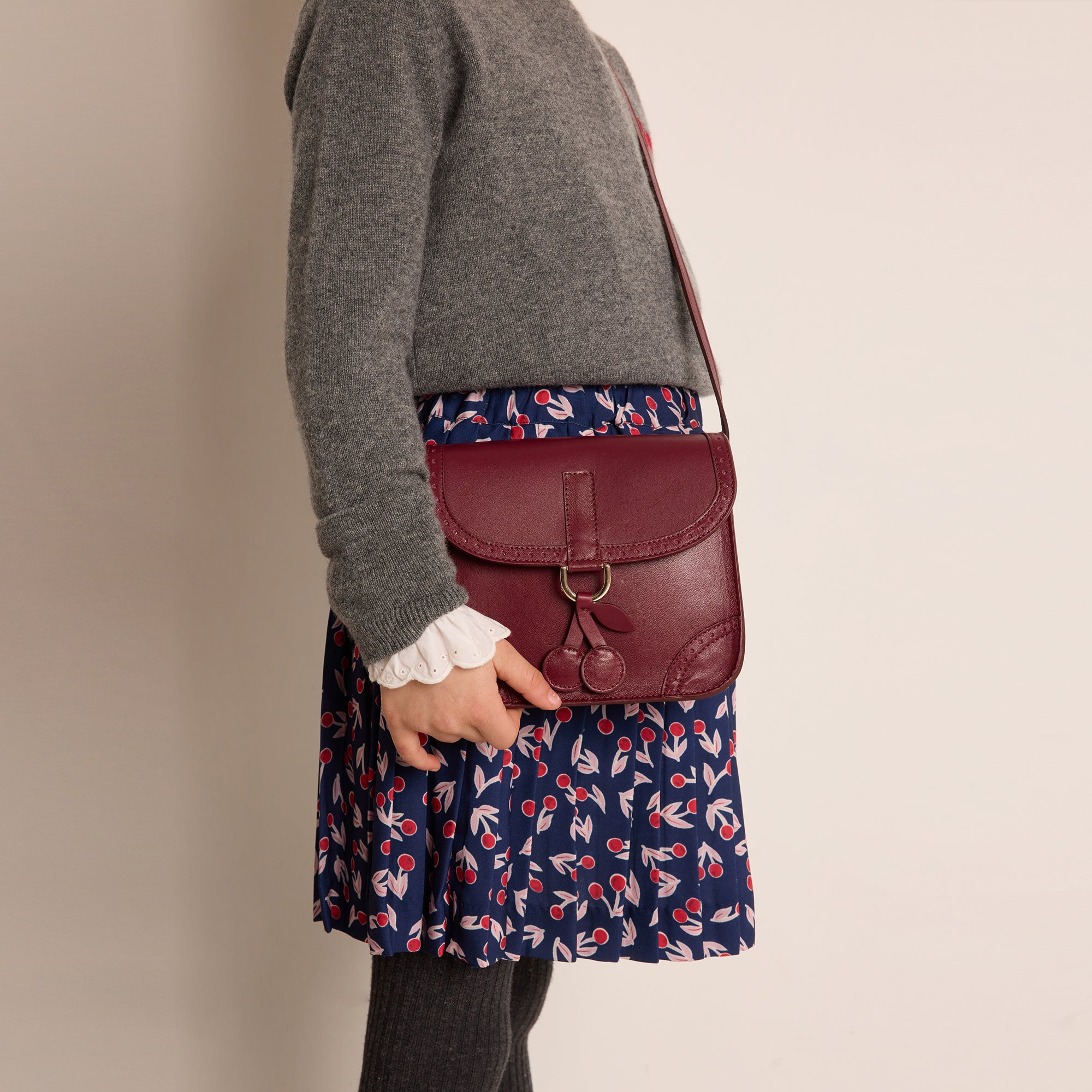 Girls Navy Cherry Skirt
