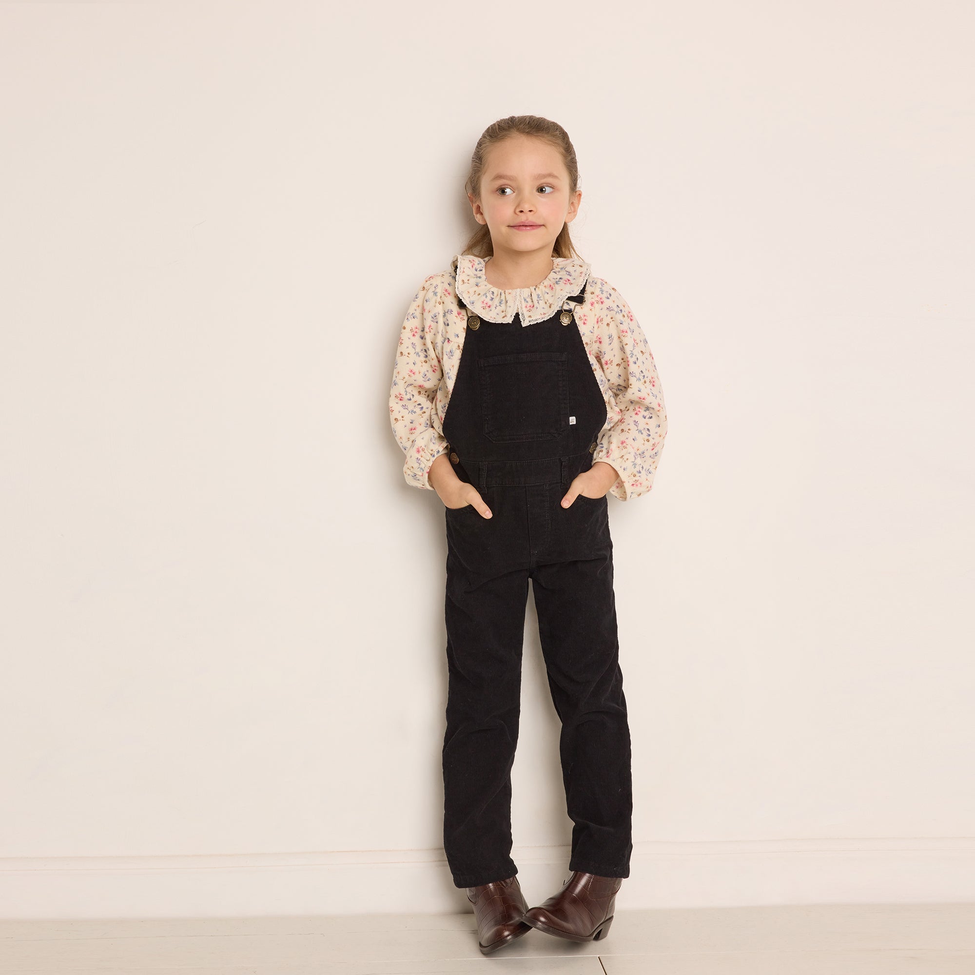 Girls Black Overalls