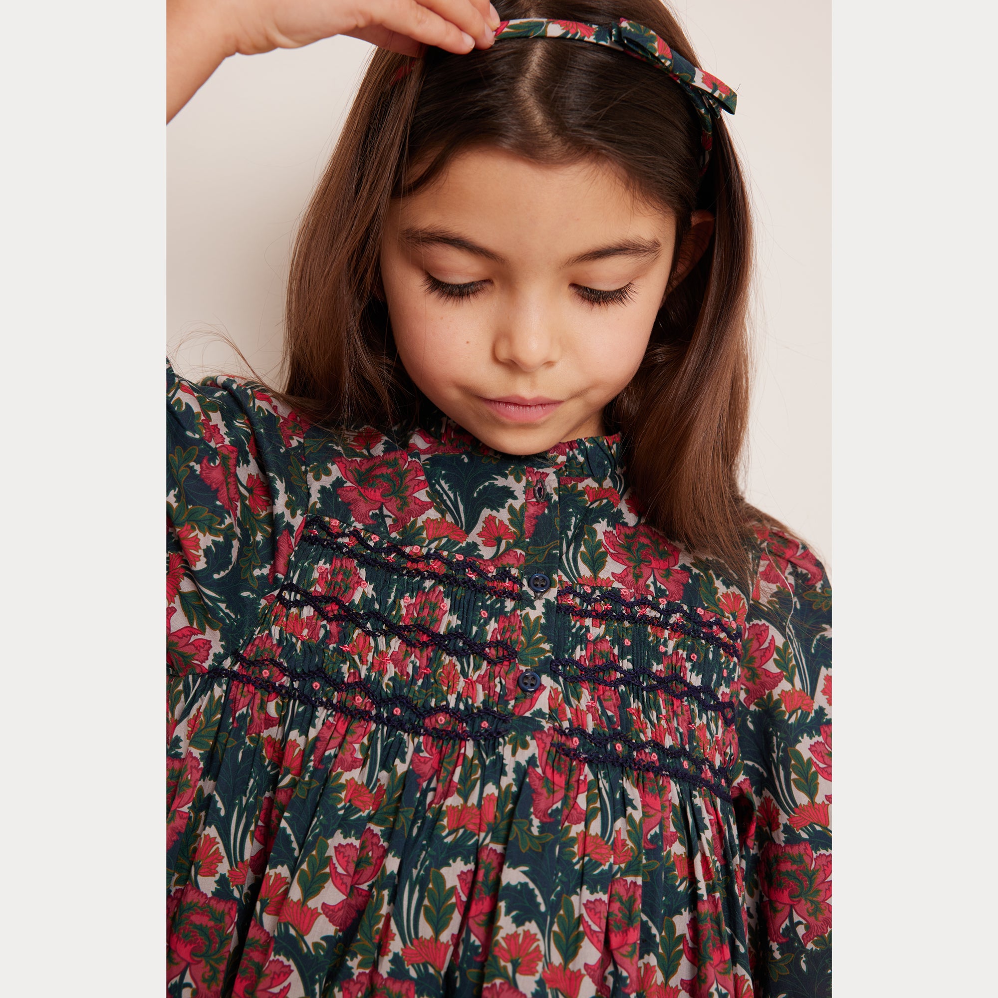 Girls Red Flower Cotton Dress