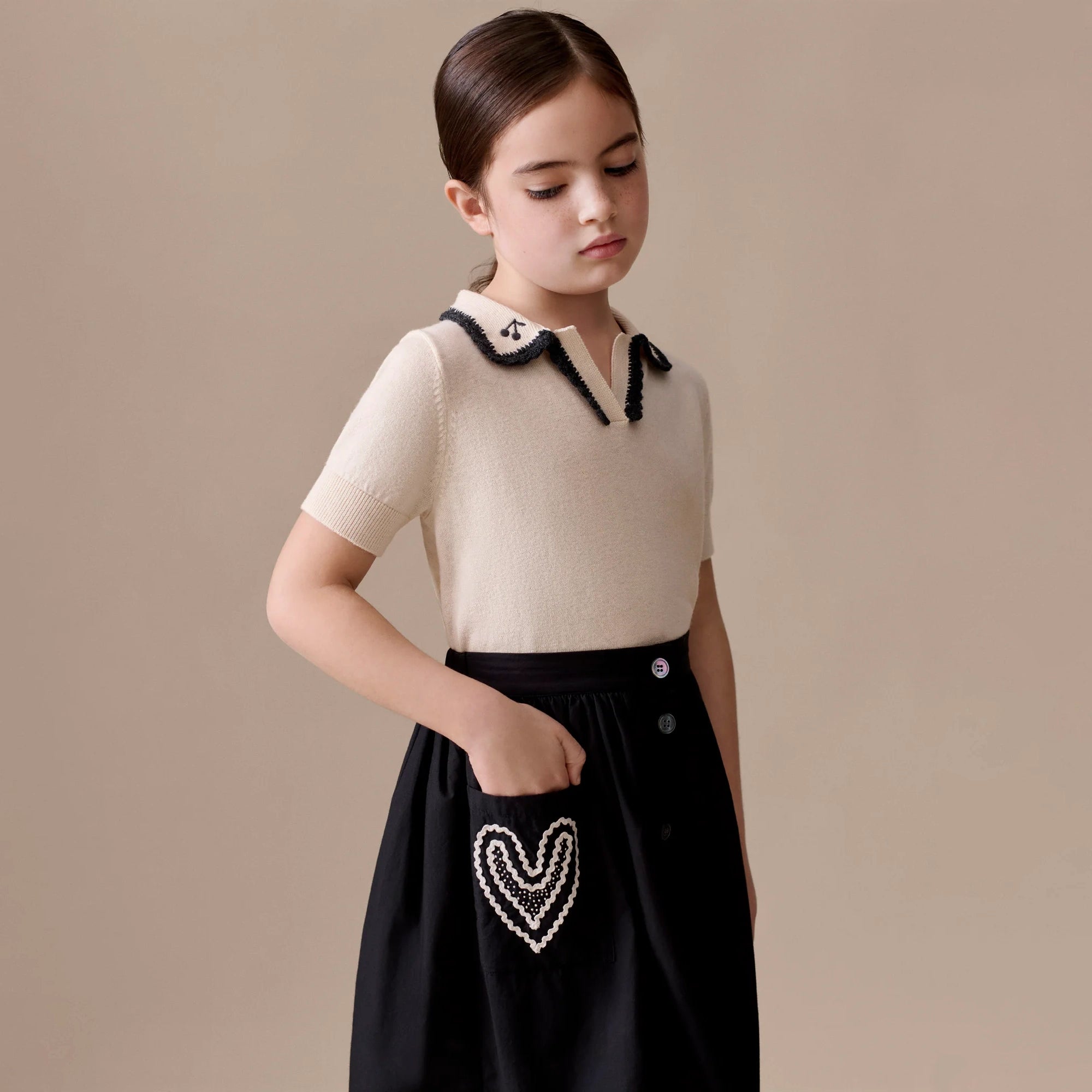 Girls White Wool Knit Sweater