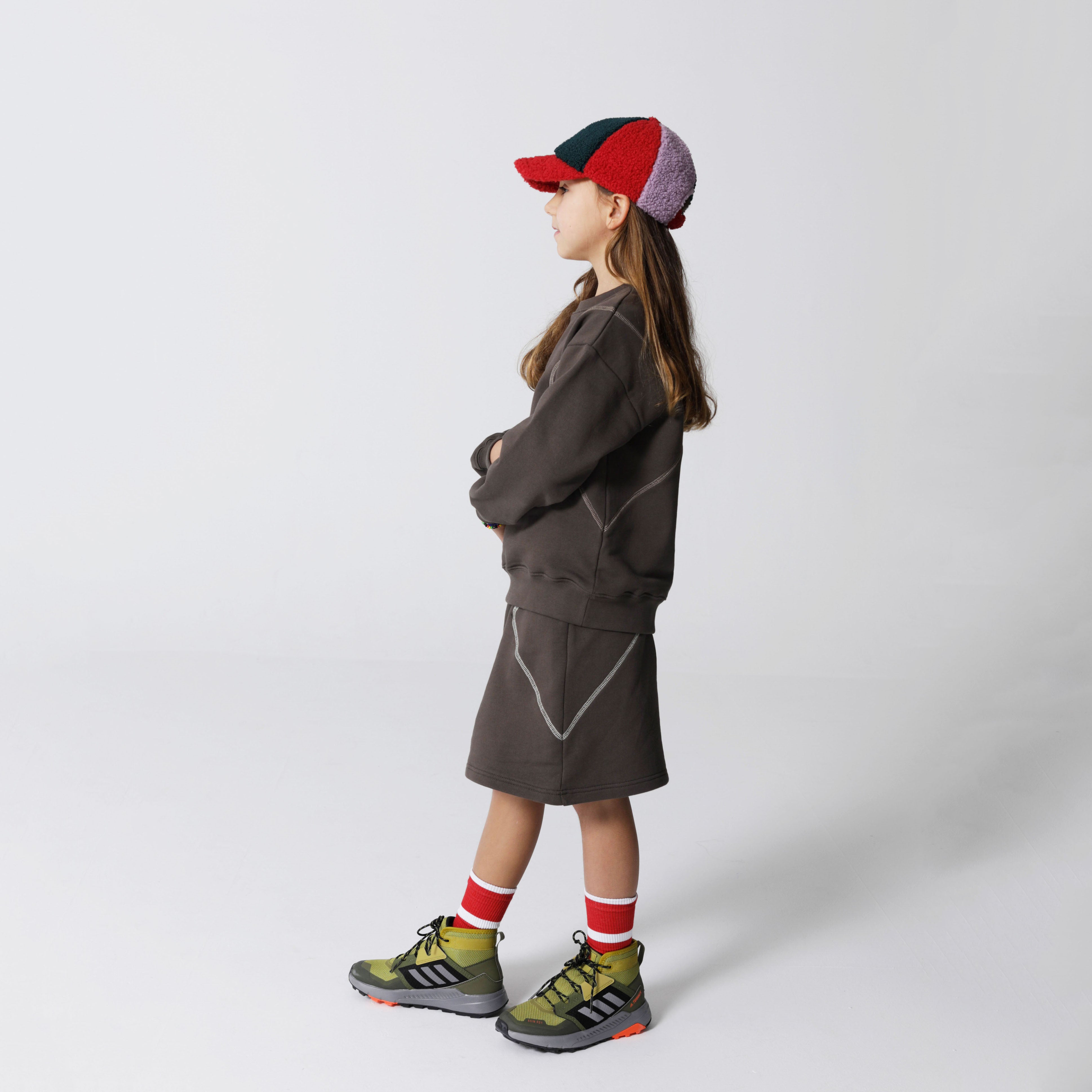 Girls Dark Grey Cotton Logo Skirt