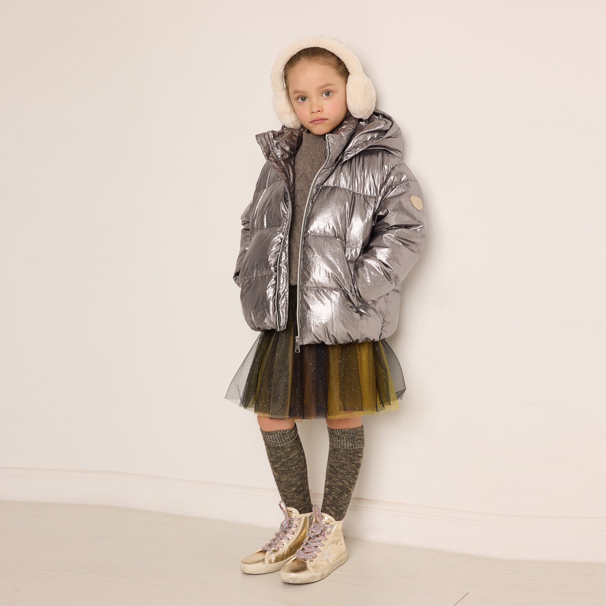 Girls Silver Padded Jacket