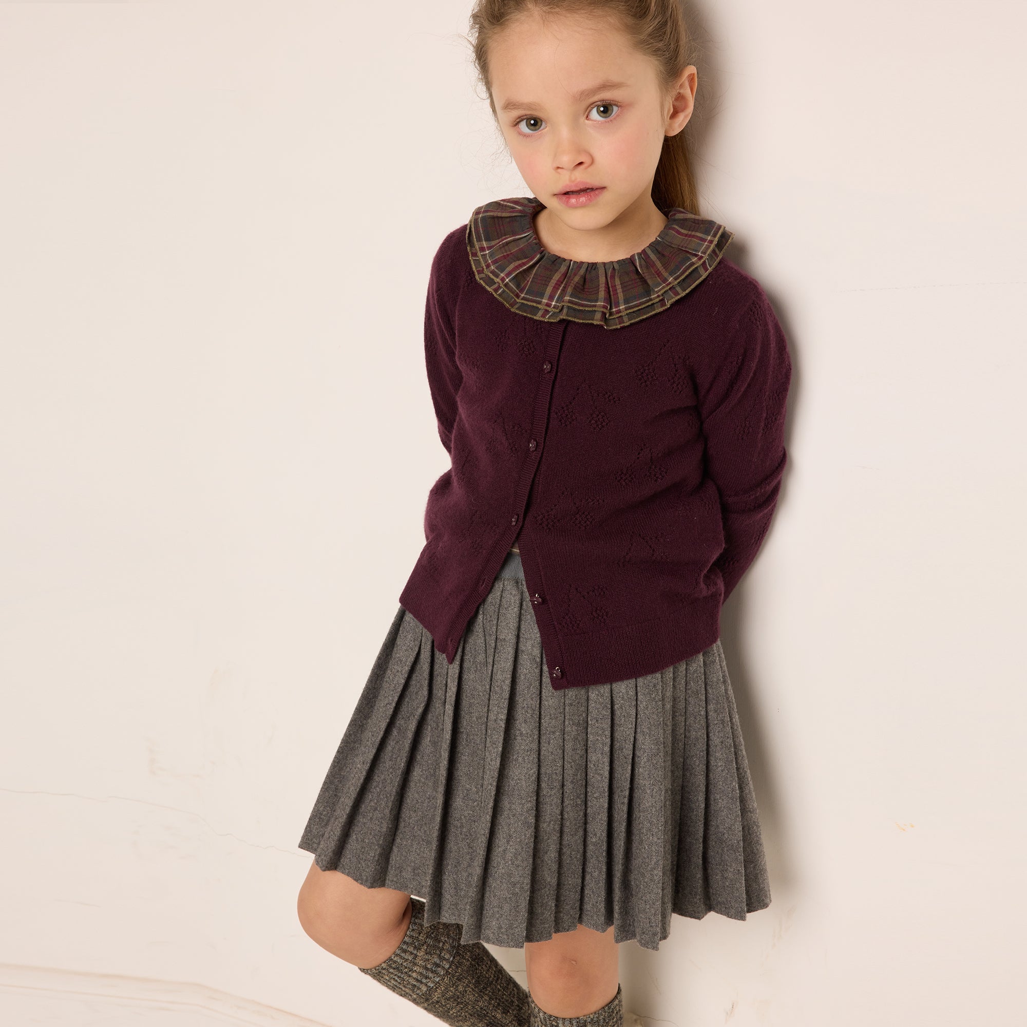 Girls Dark Purple Cashmere Cardigan