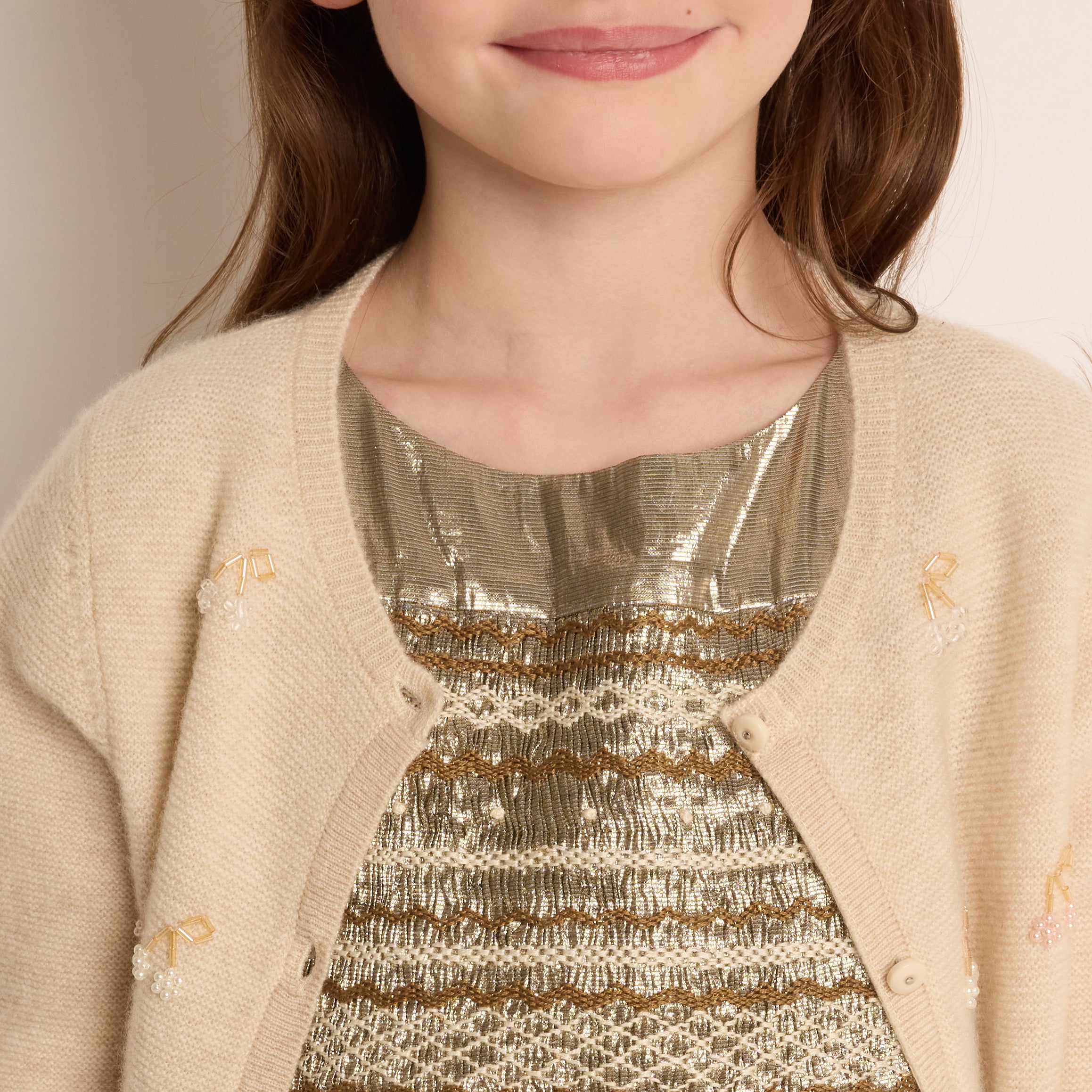 Girls White Cashmere Cardigan
