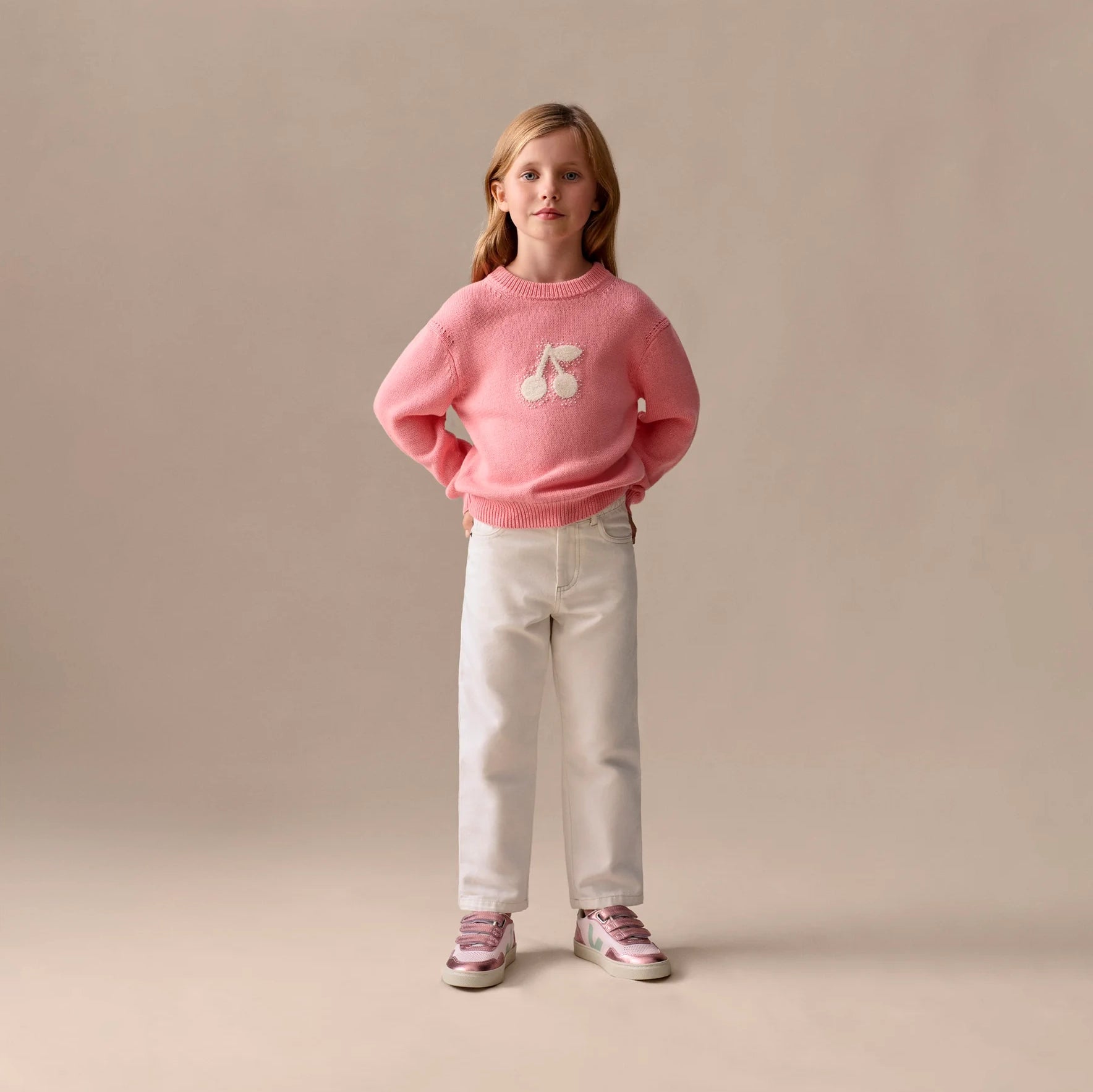 Girls Pink Cotton Sweater