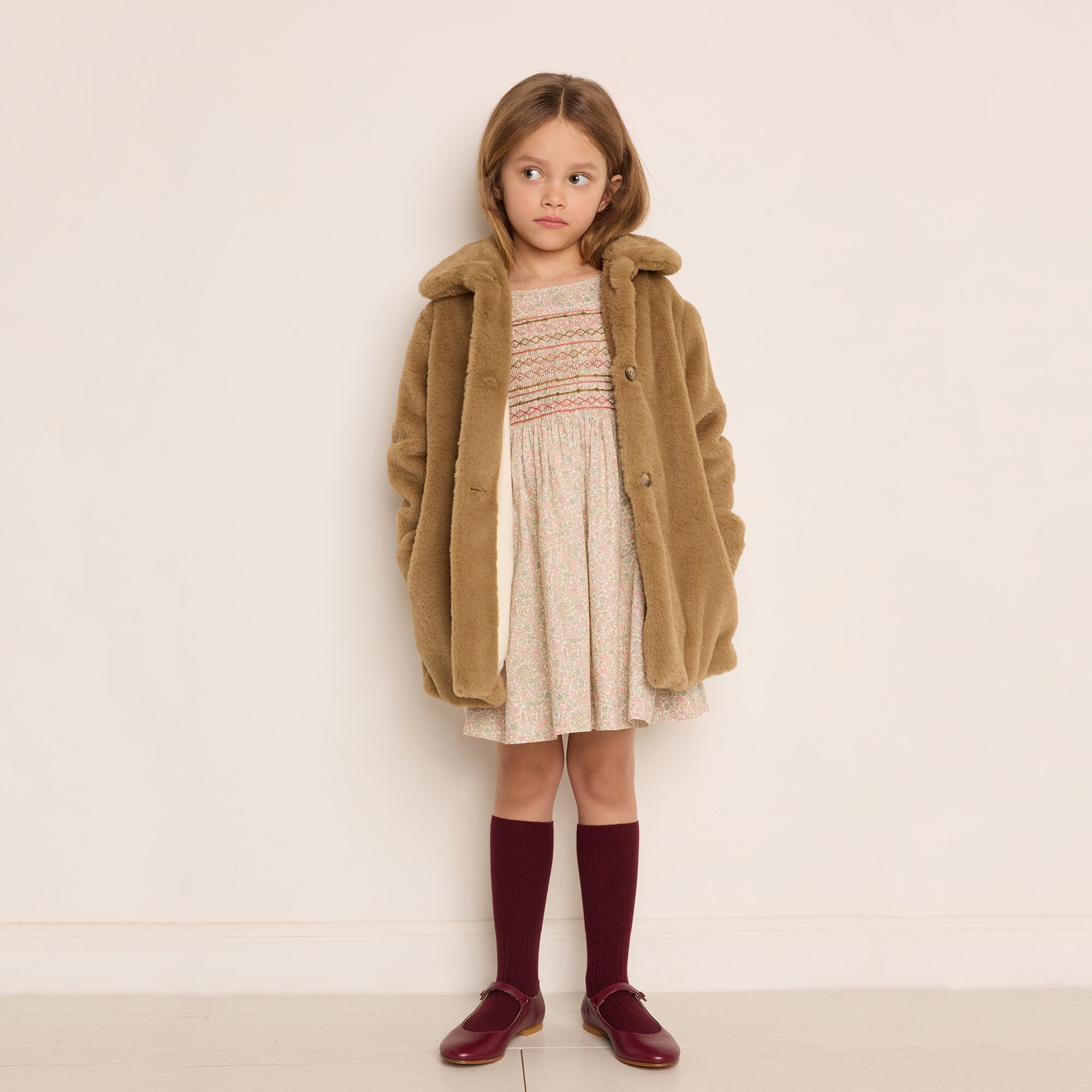 Girls Wine Red Flat Shoes